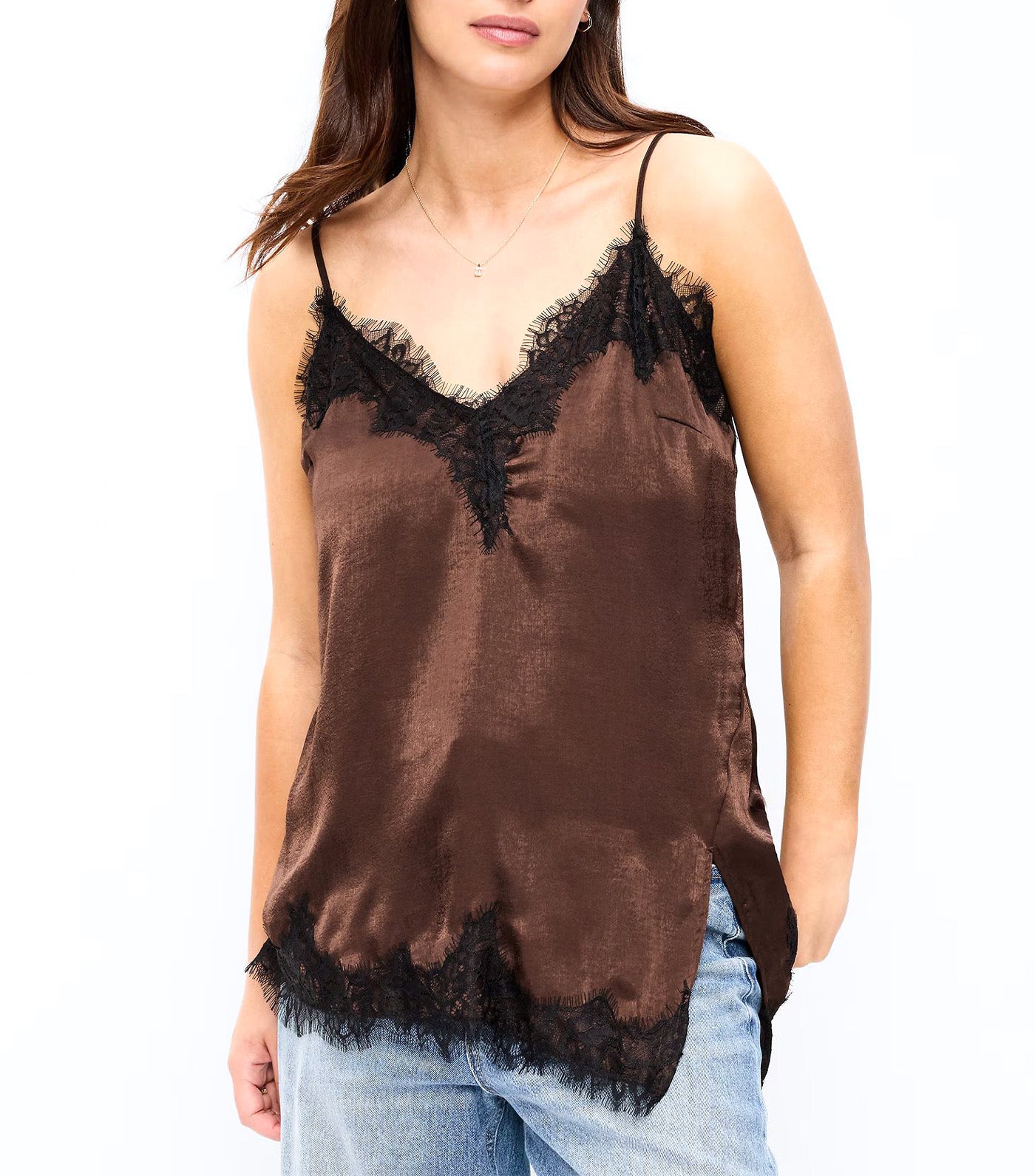Asymmetrical Lace-Trim Cami Top
