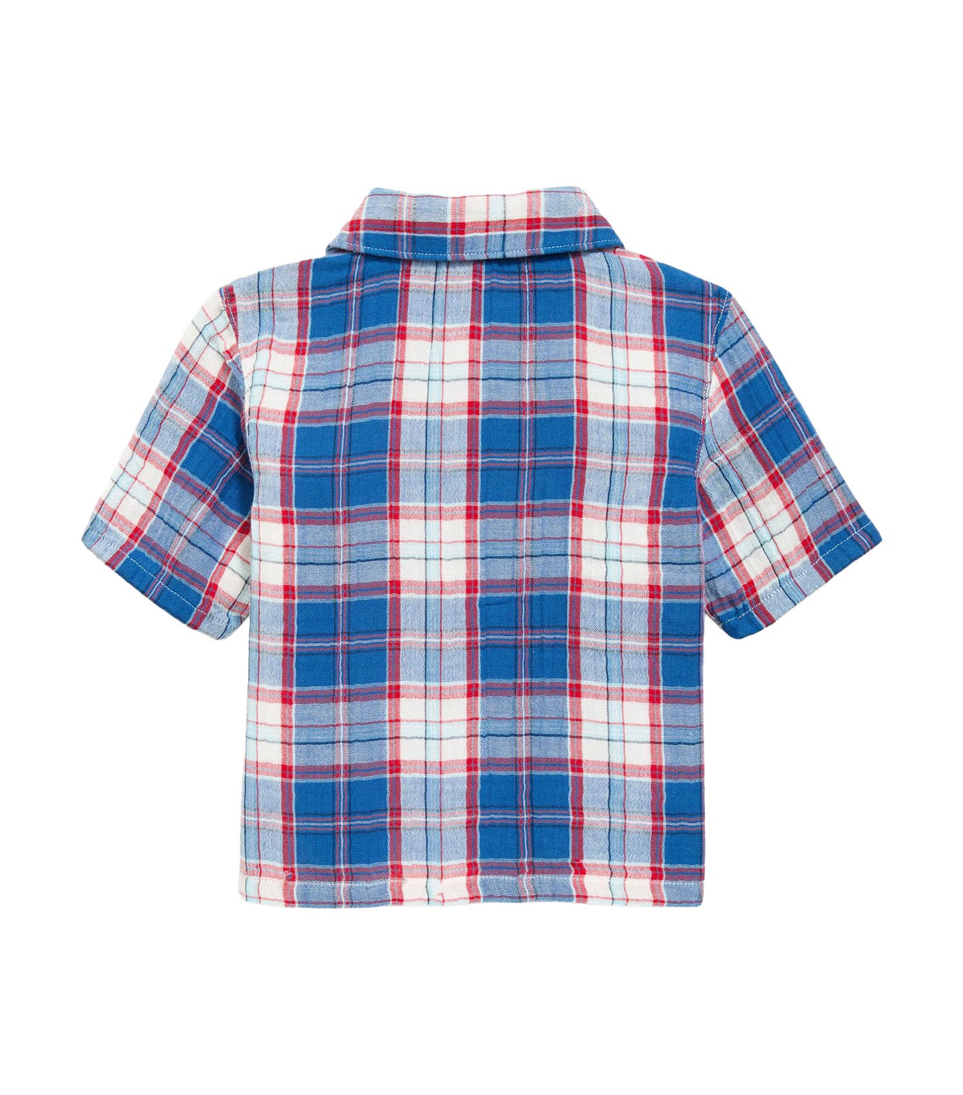 Old Navy Kids Short-Sleeve Double-Weave Cotton Shirt for Toddler Boys Navy Plaid