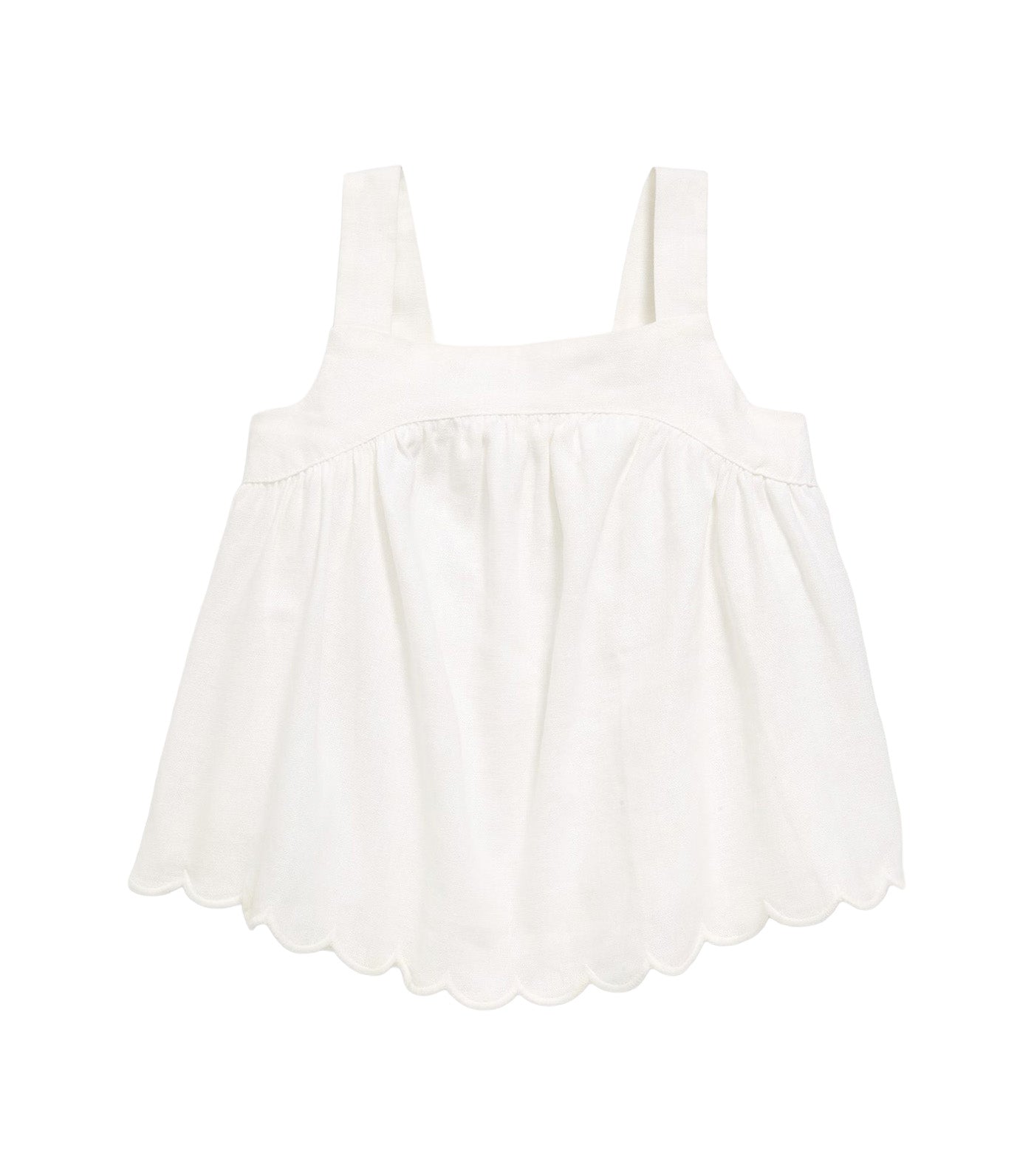 Sleeveless Linen-Blend Scalloped-Hem Top for Toddler Girls