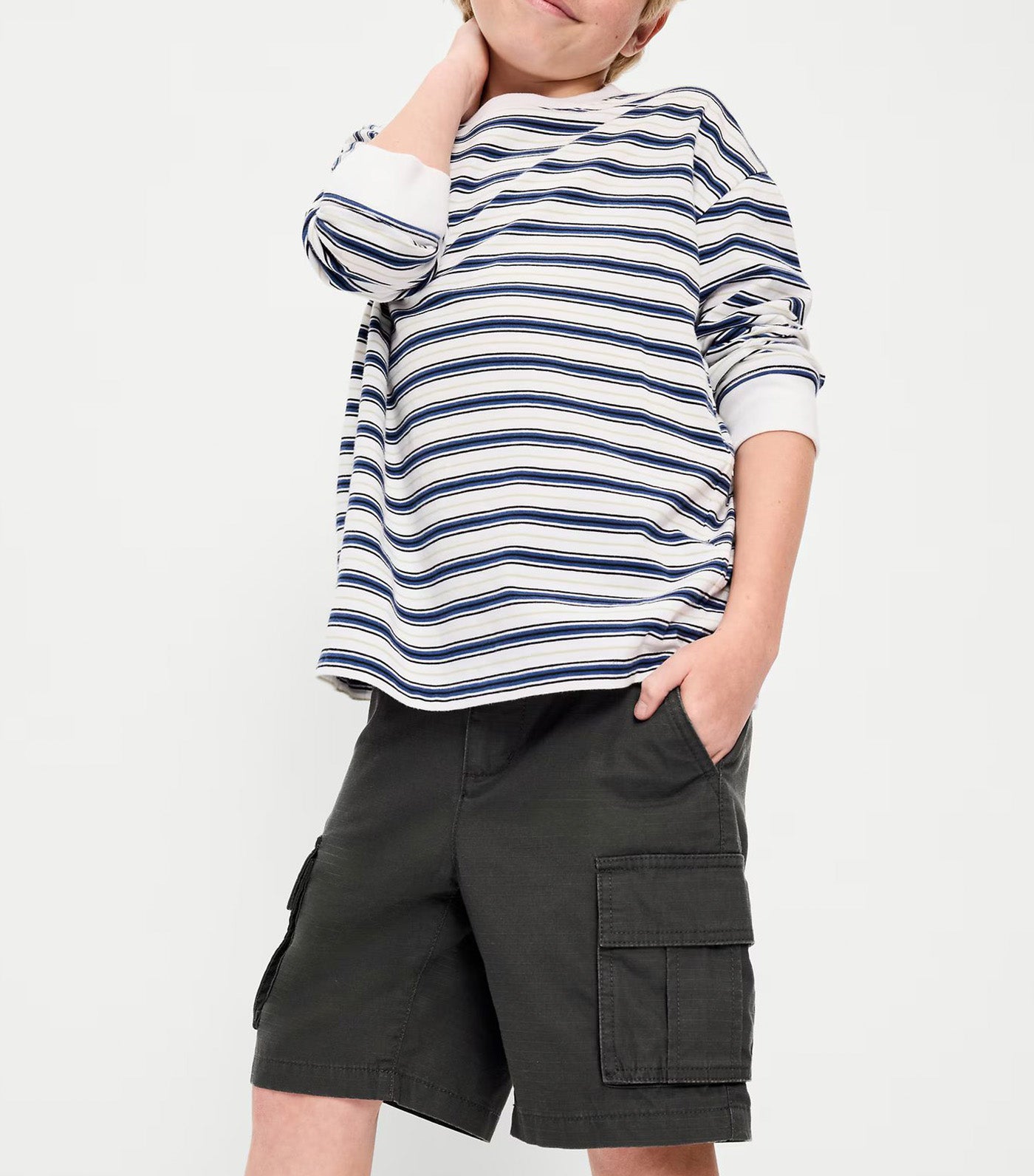 Knee Length Baggy Ripstop Cargo Shorts for Boys