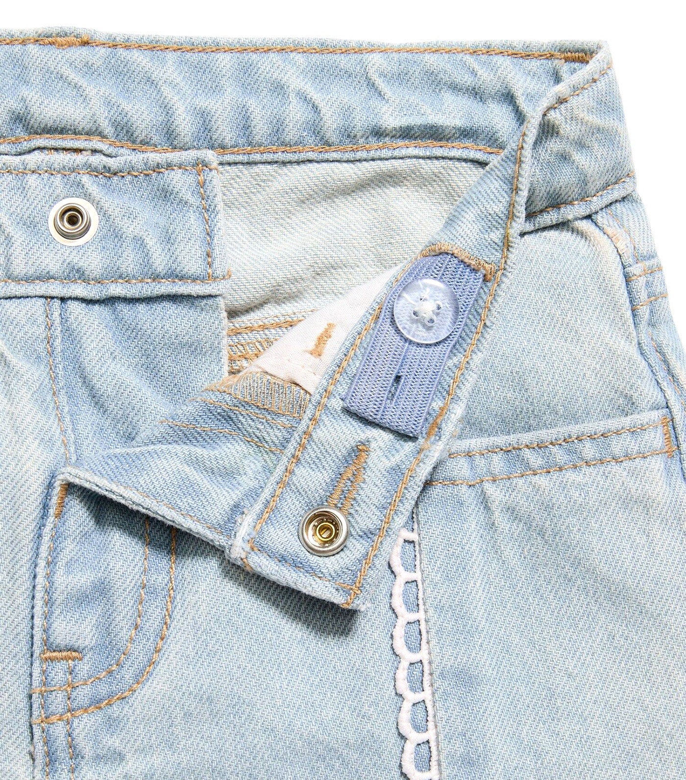 Super Baggy Lace-Trim Wide-Leg Jeans for Toddler Girls Light Wash