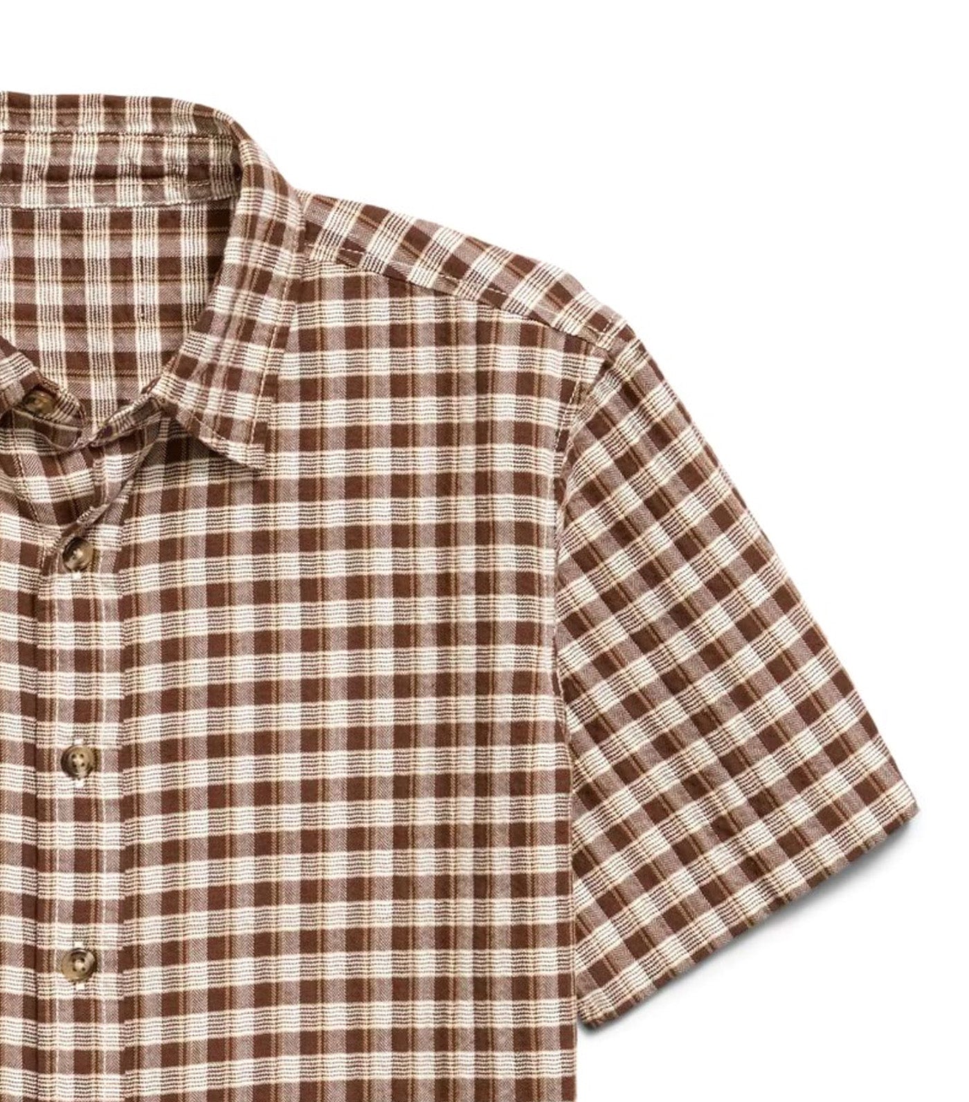 Short-Sleeve Boxy Cropped Textured Shirt Red Plaid for Boys