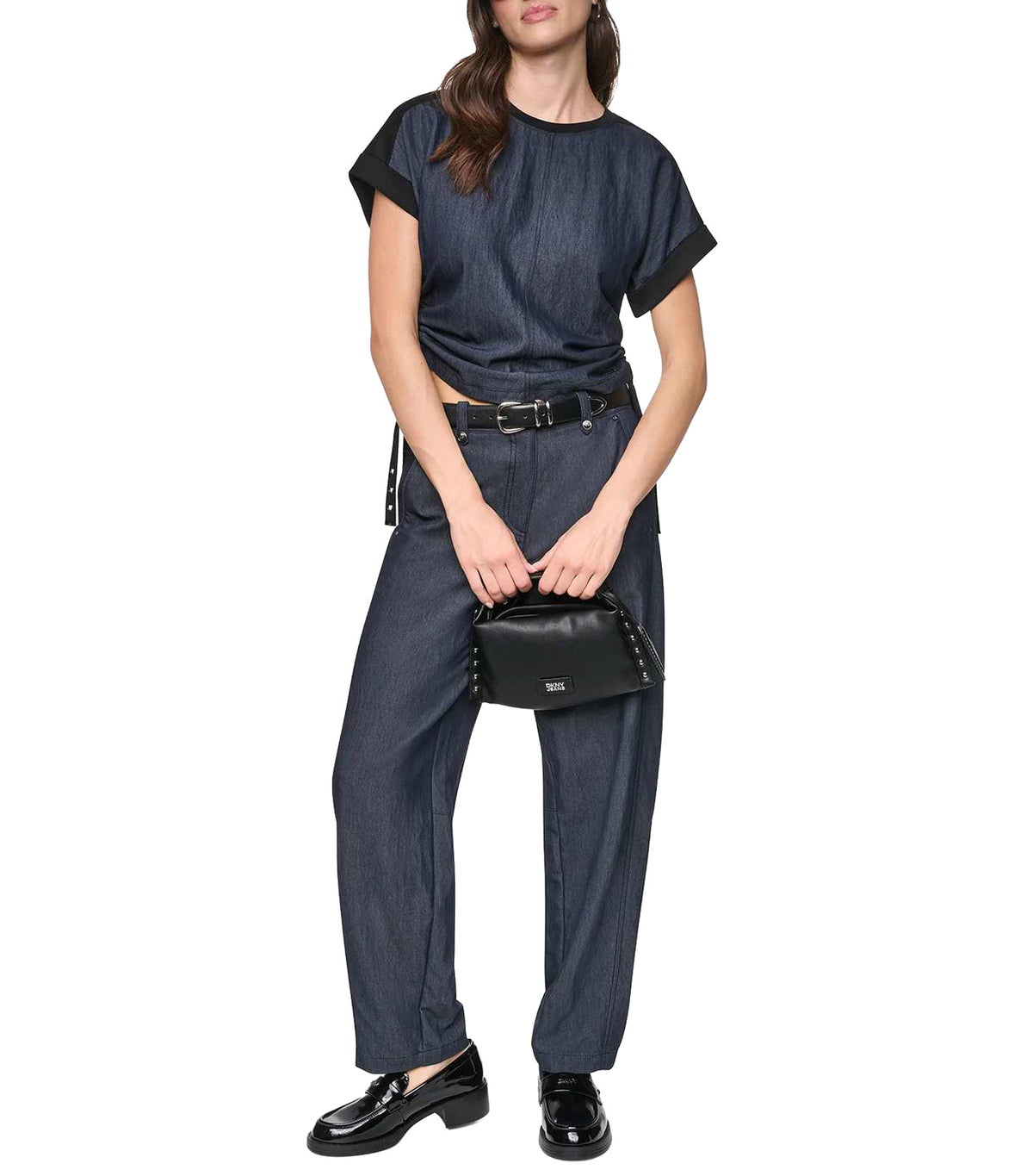 Washed Indigo Side Ruched Top Indigo