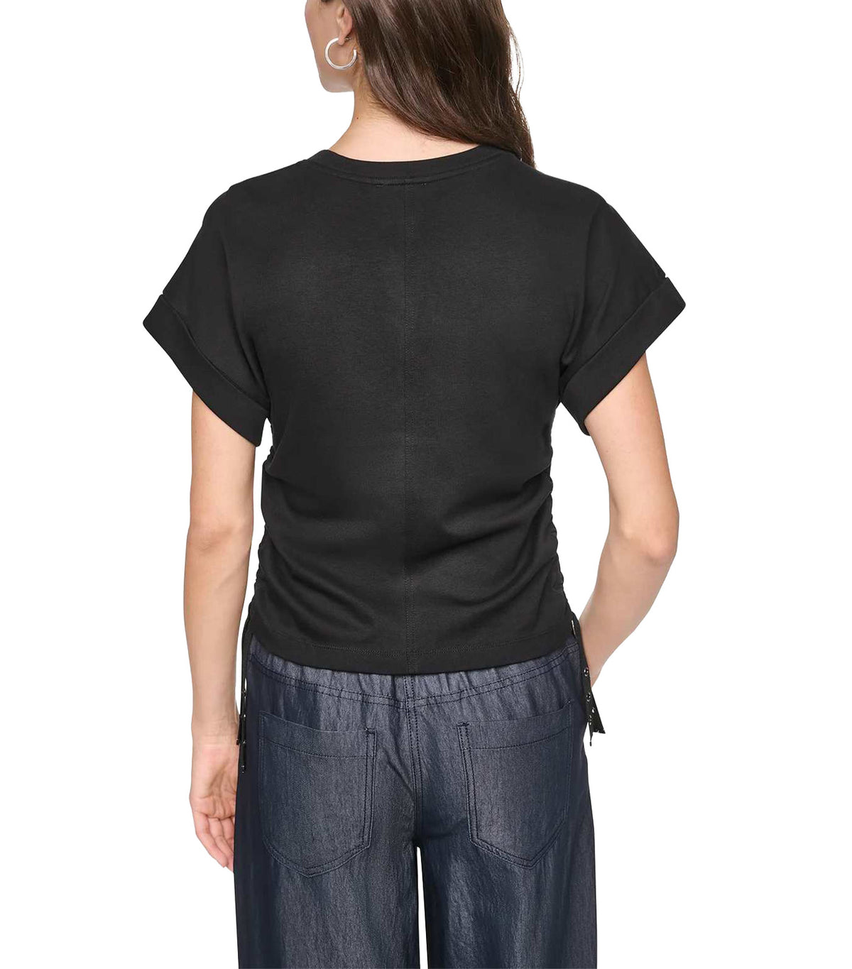 Washed Indigo Side Ruched Top Indigo