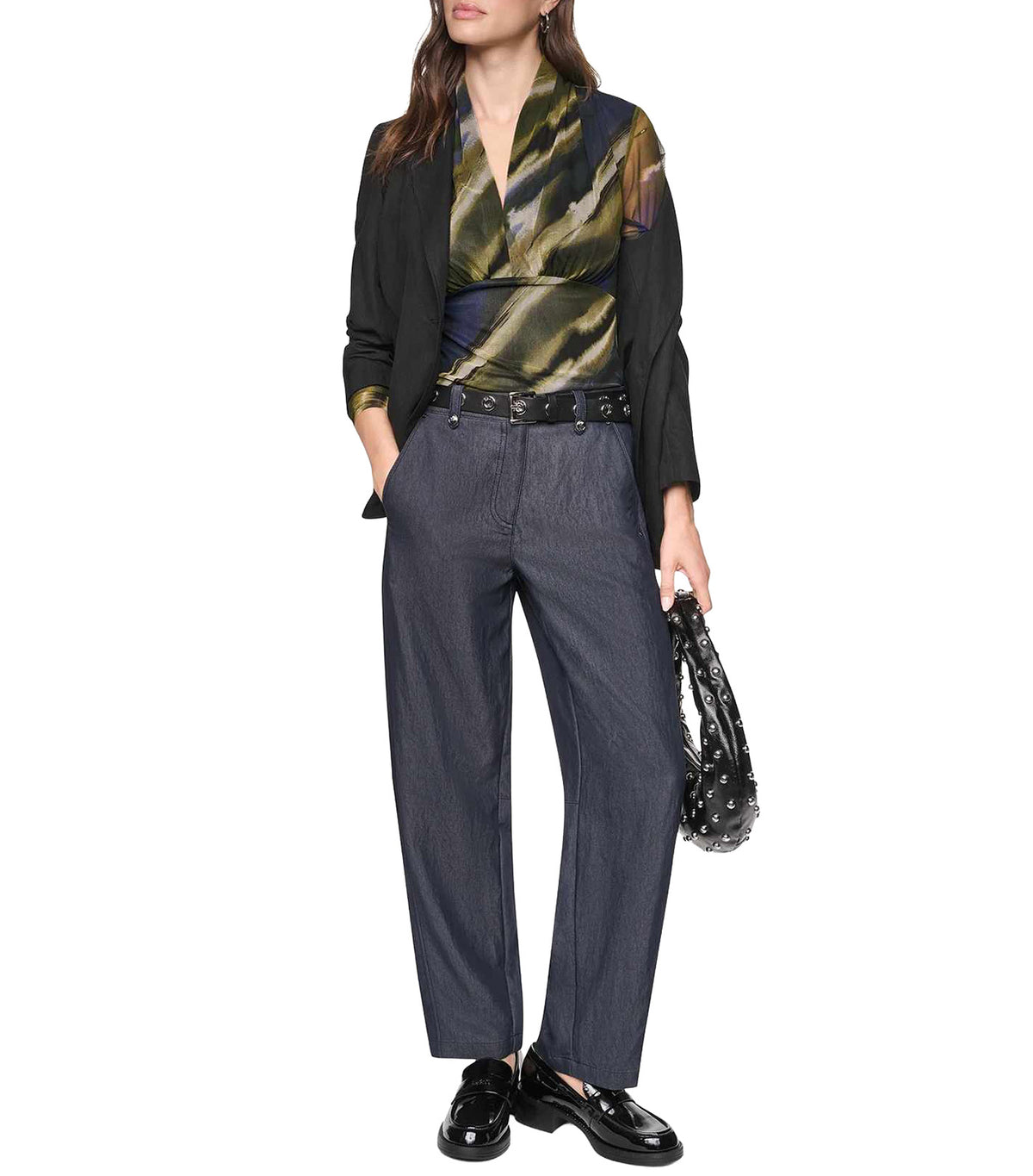 Washed Indigo Sanded Twill Wide-Leg Pant Dark Indigo