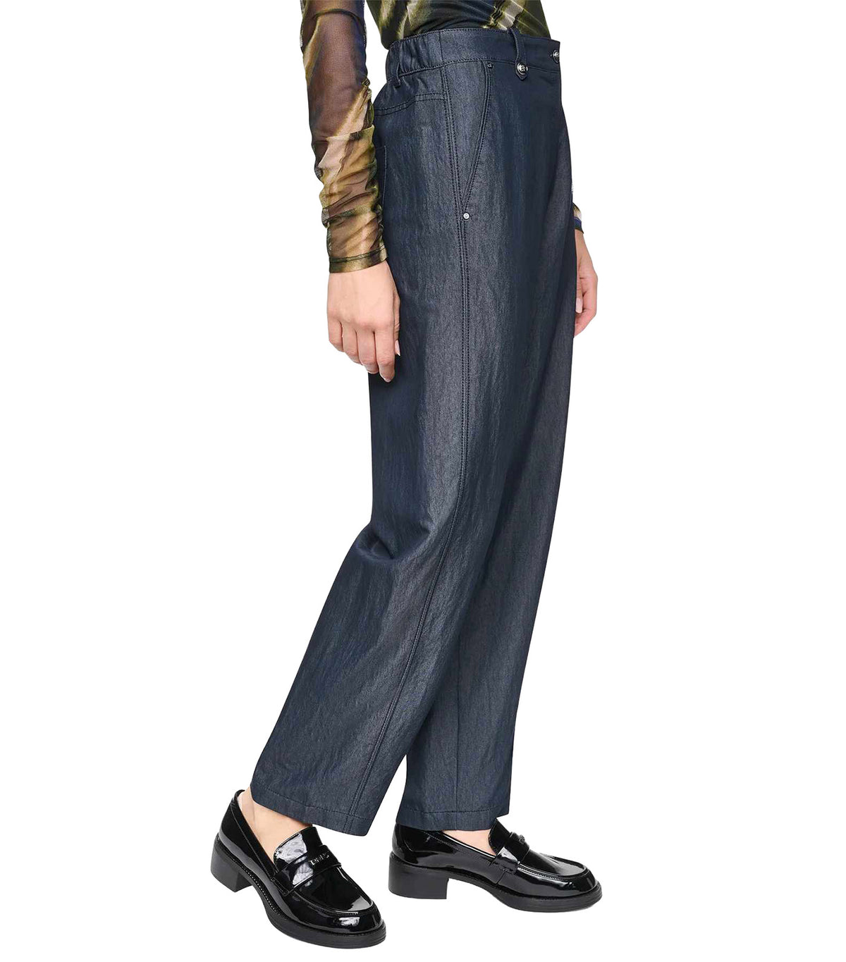 Washed Indigo Sanded Twill Wide-Leg Pant Dark Indigo
