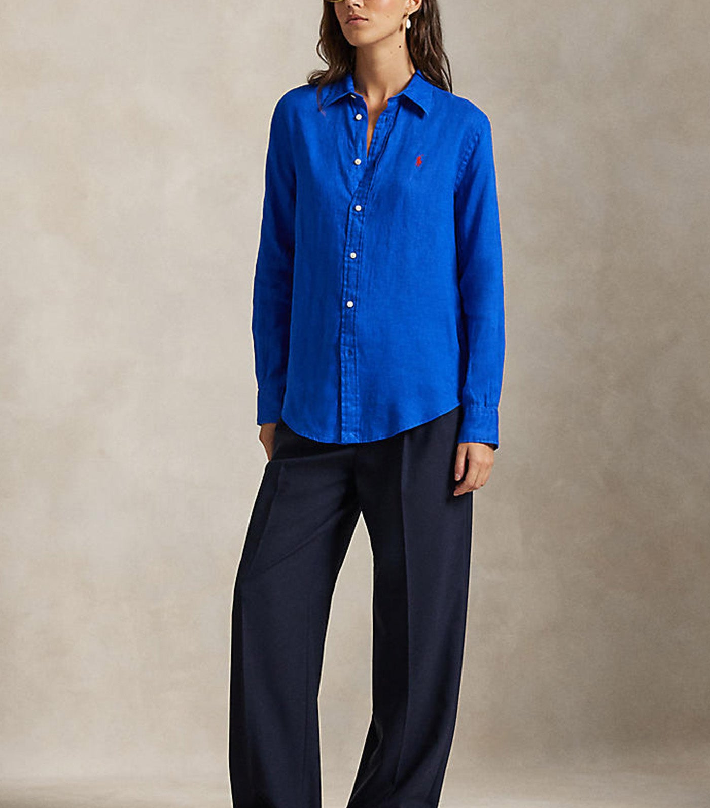 Women's Classic Fit Linen Shirt Dark Blue
