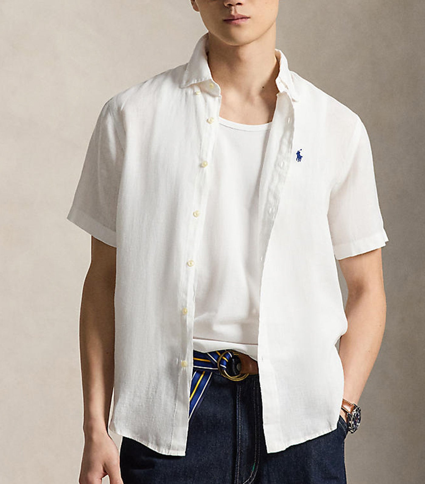Men's Custom Fit Linen Shirt White