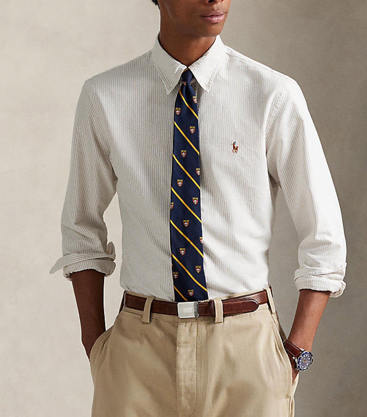 Men's Custom Fit Striped Oxford Shirt