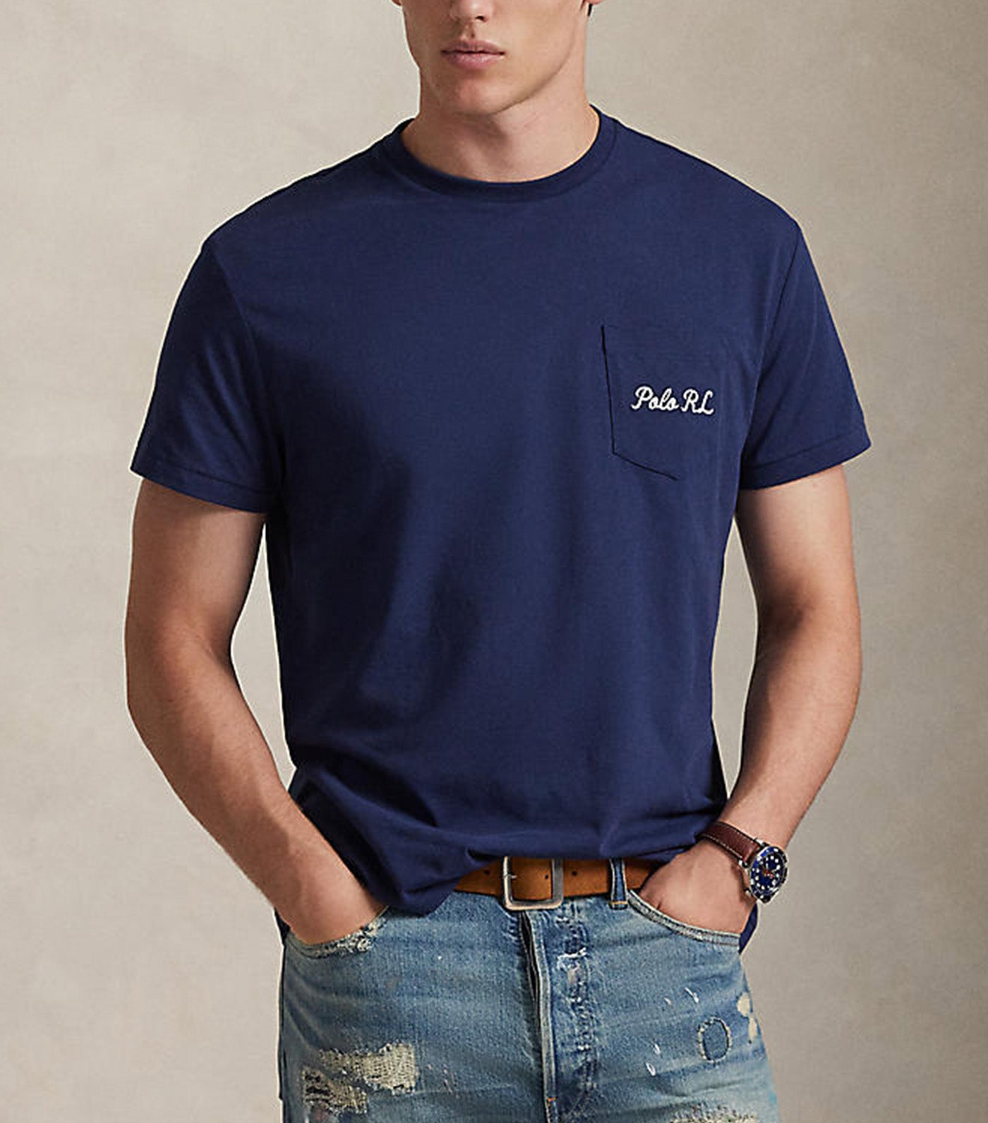 Men's Custom Slim Fit Polo Bear T-Shirt Blue