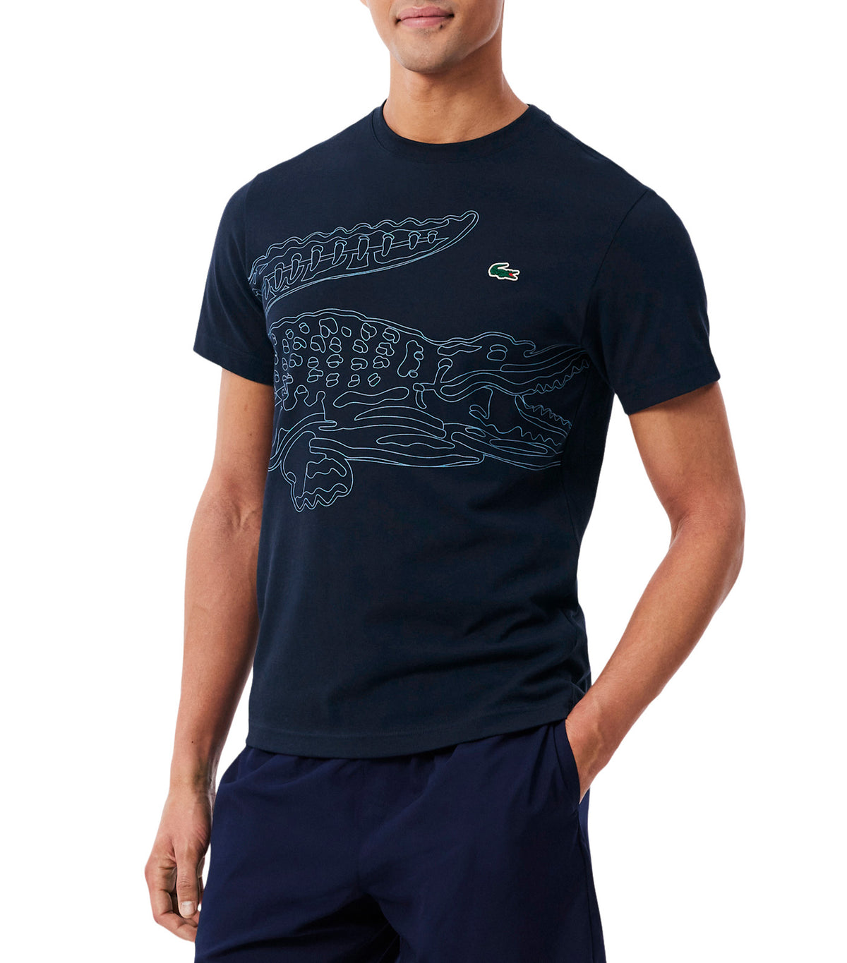Ultra Dry Crocodile Print Sport T-Shirt Navy Blue/Aral