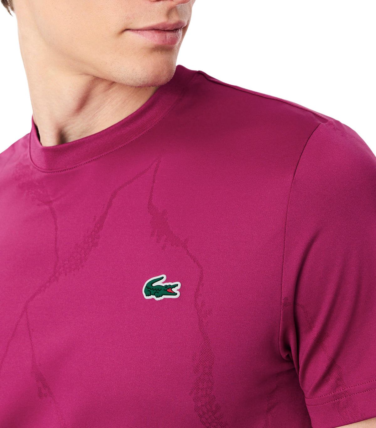 Ultra Dry Crocodile Jacquard Tennis T-Shirt Rubine Red