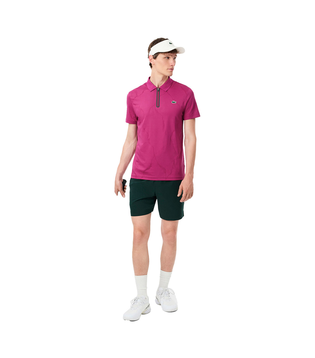 Ultra Dry Jacquard Crocodile Tennis Polo Shirt Rubine Red