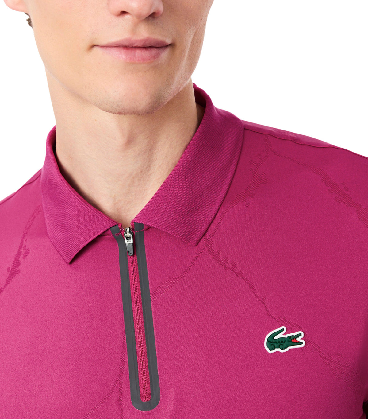 Ultra Dry Jacquard Crocodile Tennis Polo Shirt Rubine Red