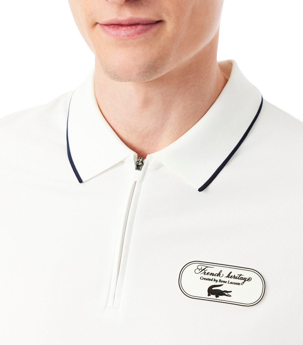 Ultra Dry Badge Accent Tennis Heritage Polo Shirt Flour/Navy Blue