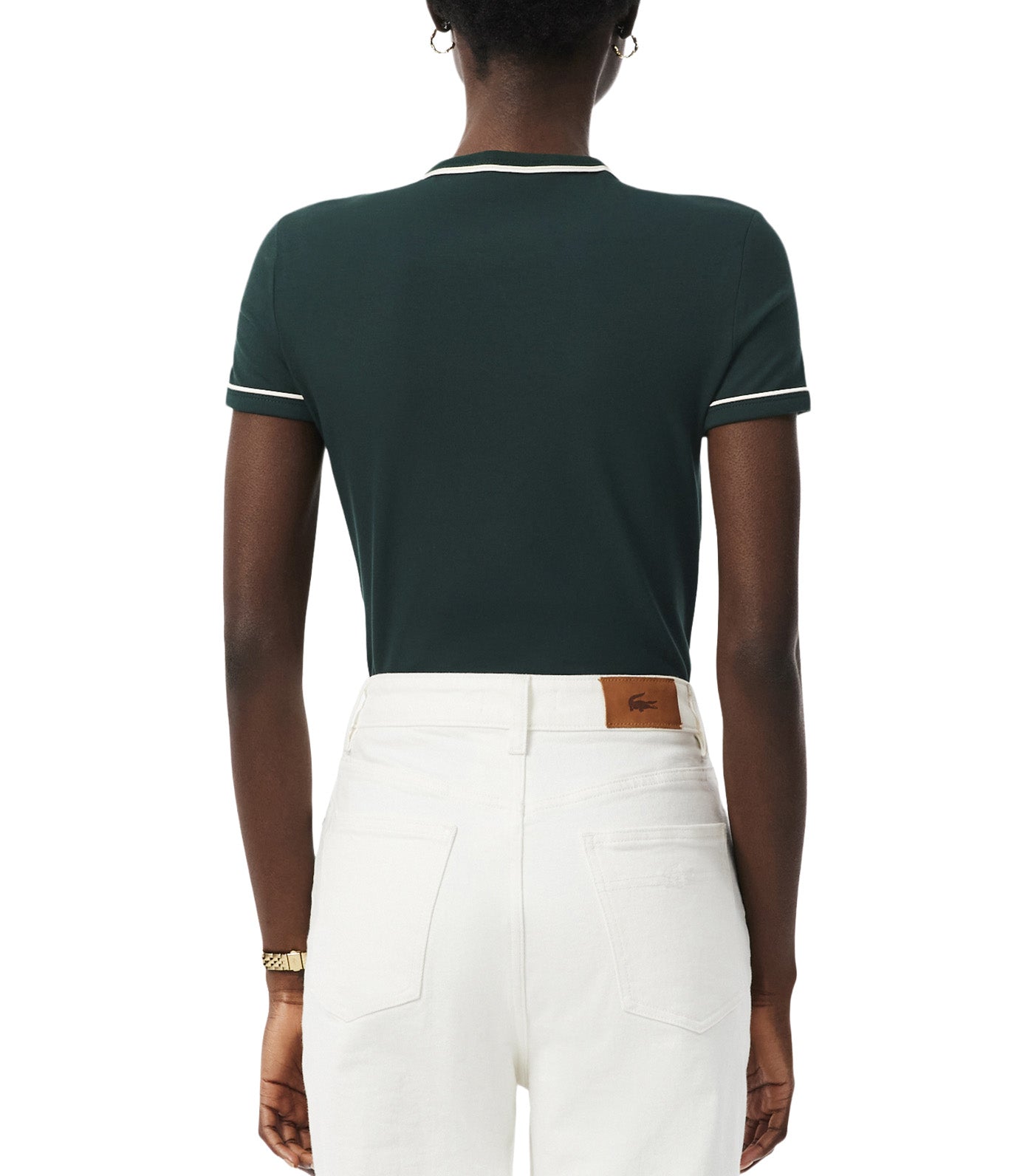Contrast Trim Jersey T-Shirt Sinople/Flour-Mansia