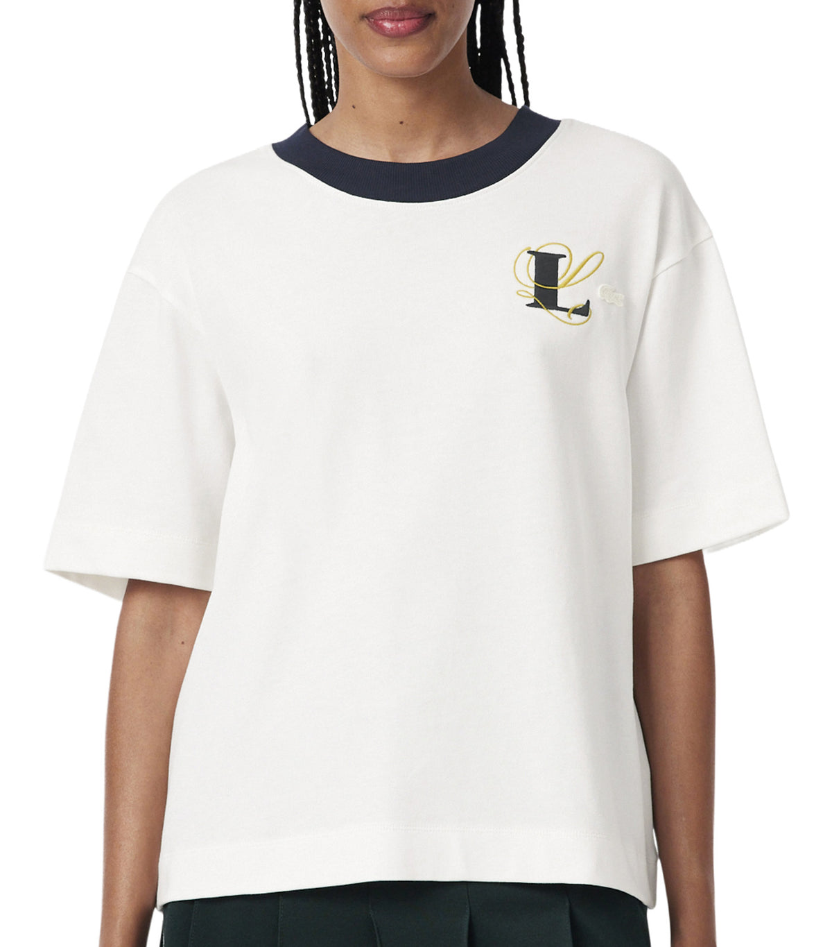 Oversized Embroidery Detail Jersey T-Shirt Flour