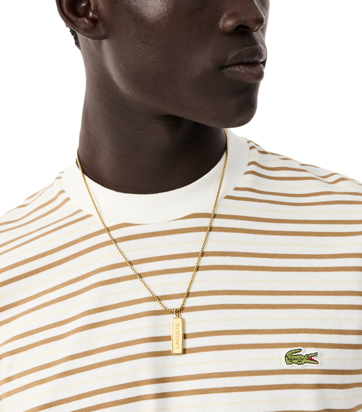 Striped Cotton T-Shirt Cookie/Flour
