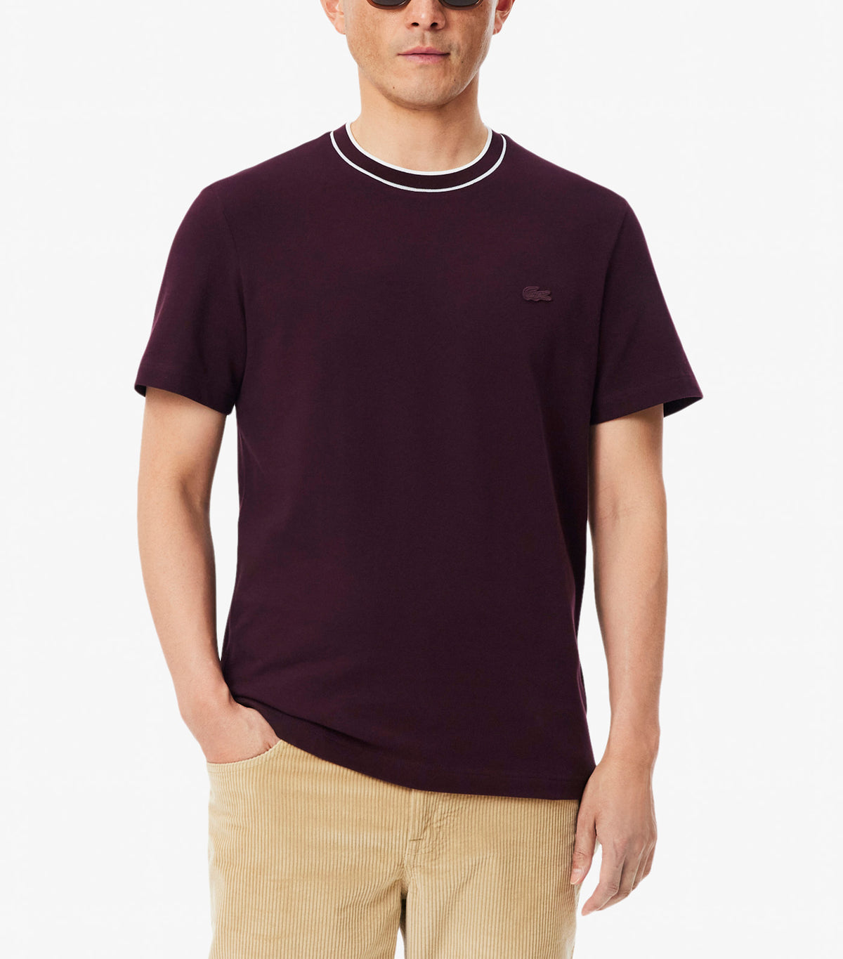 Color Tipping Line Match Pique Stretch T-Shirt Oxalis