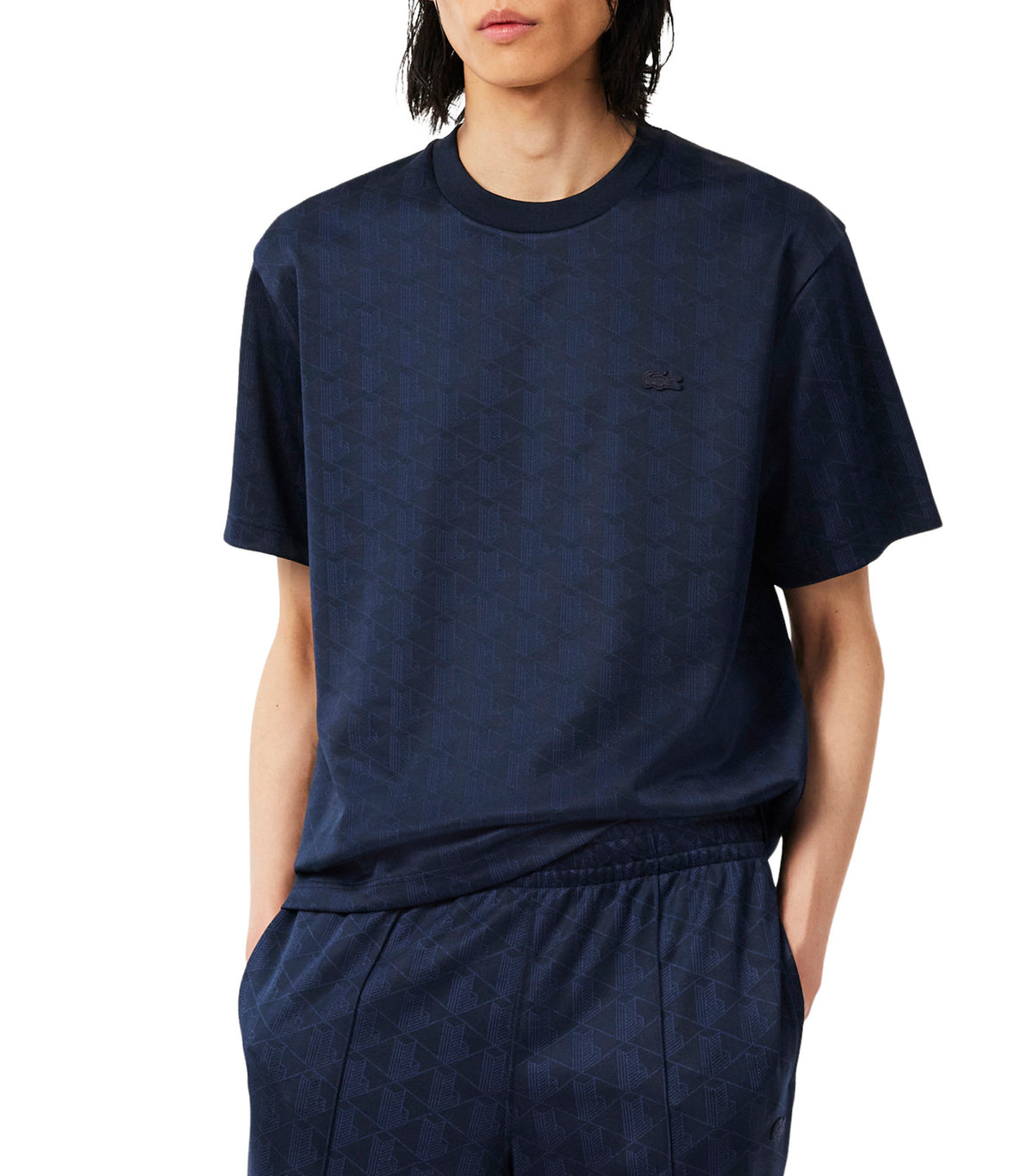 Monogram Jacquard T-Shirt Navy Blue