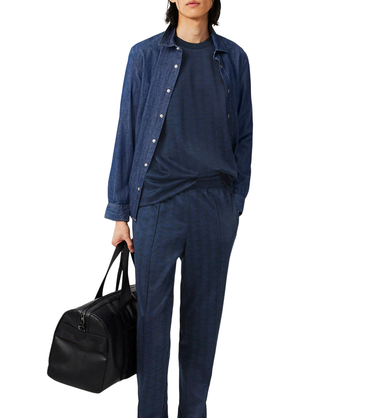 Monogram Jacquard T-Shirt Navy Blue