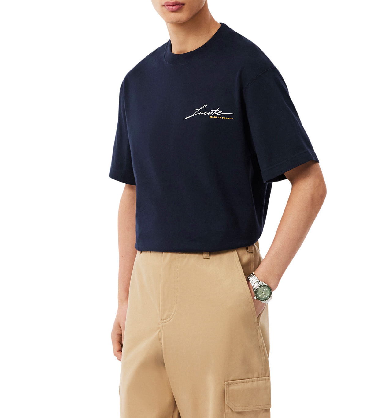 French Made Signature Embroidery T-Shirt Navy Blue