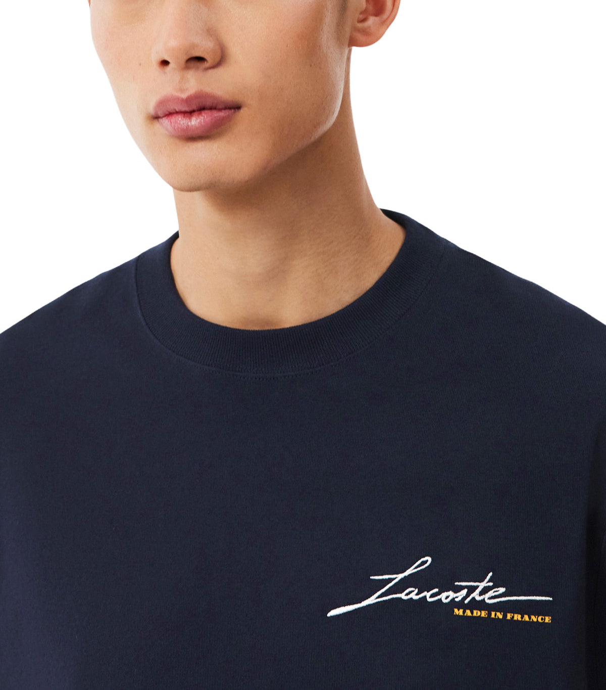French Made Signature Embroidery T-Shirt Navy Blue