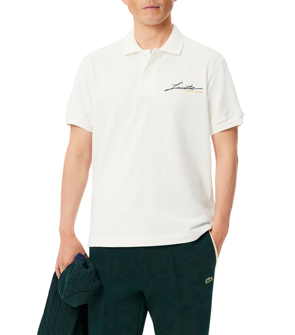 Classic Fit French Made Piqué Polo Shirt White