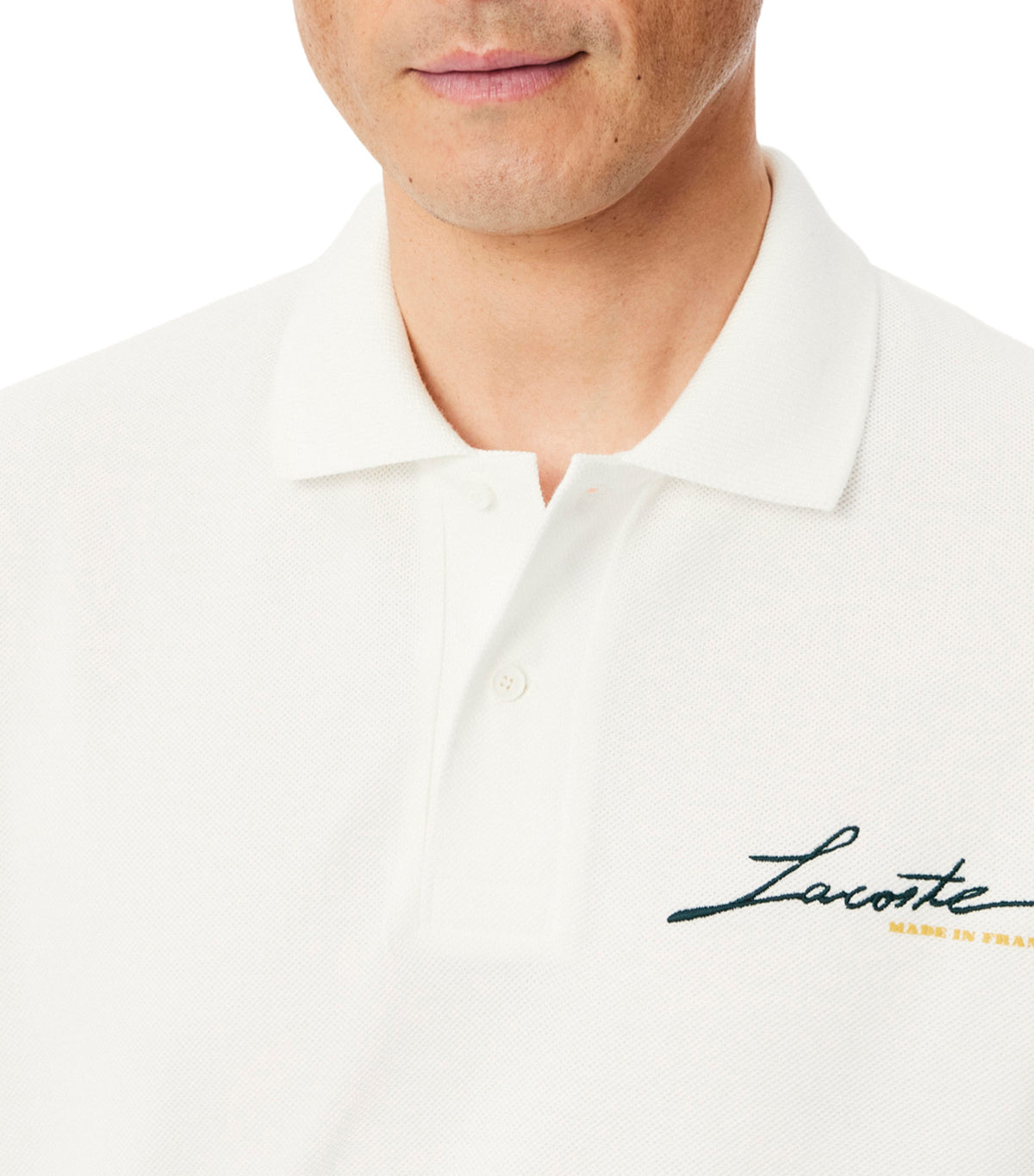Classic Fit French Made Piqué Polo Shirt White