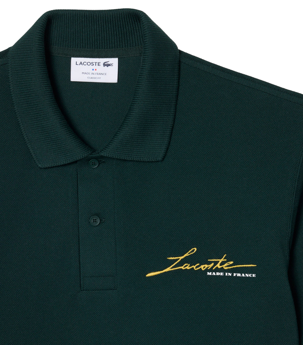 Classic Fit French Made Piqué Polo Shirt Sinople
