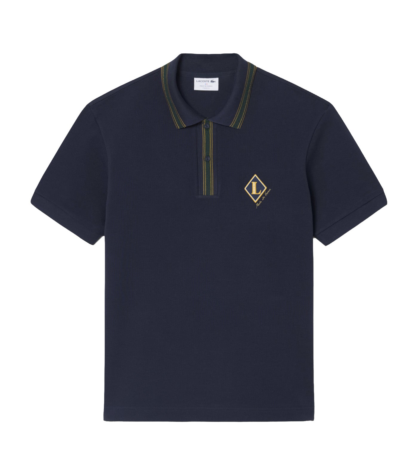 Classic Fit French Made Badge Accent Polo Shirt Dark Navy Blue