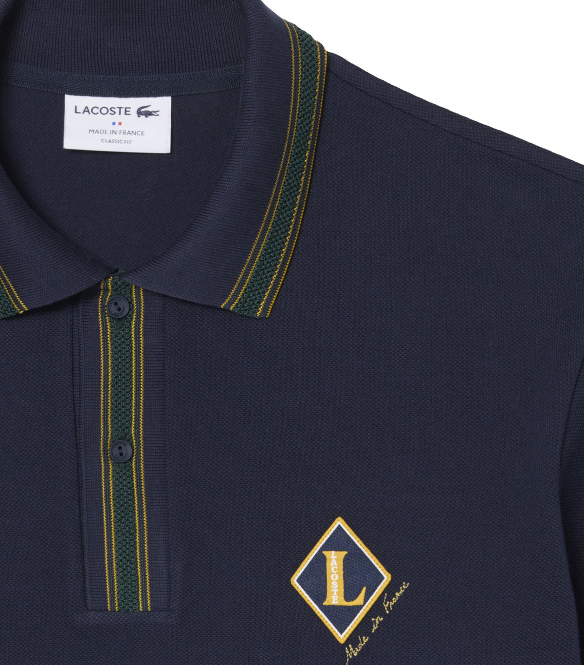 Classic Fit French Made Badge Accent Polo Shirt Dark Navy Blue