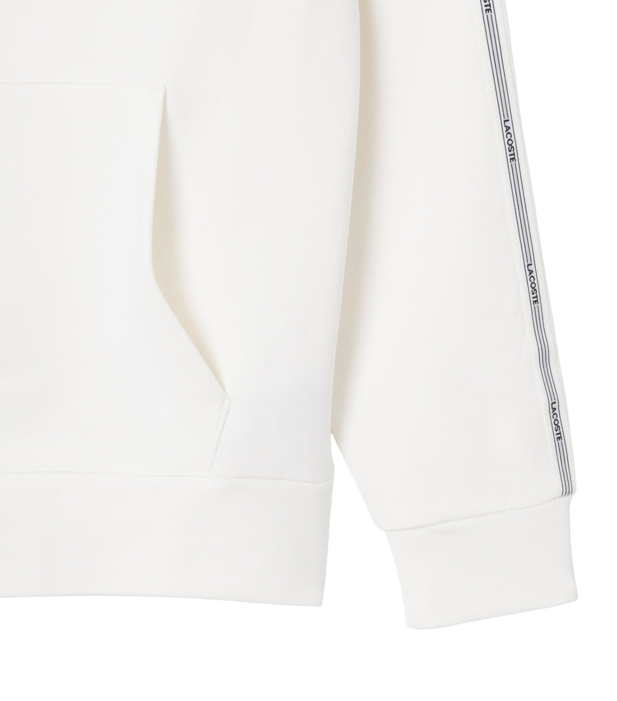 Logo Stripe Zipped Hoodie Flour