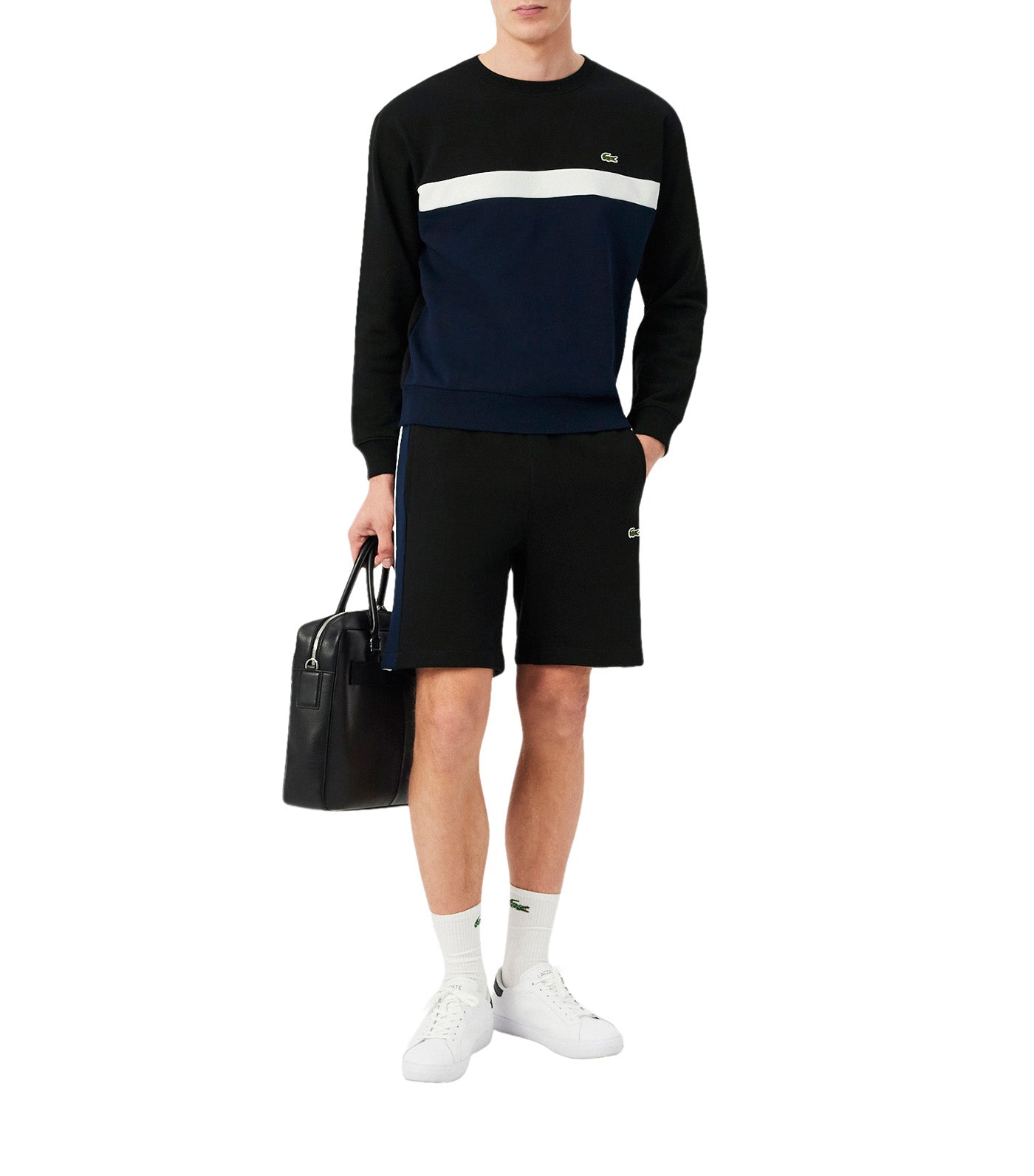 Color-block Fleece Sweatshirt Black/Navy Blue