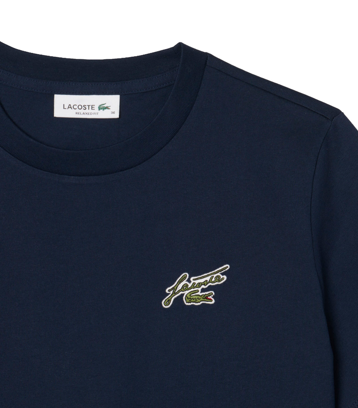 Relaxed Fit Badge Accent Cotton T-Shirt Navy Blue