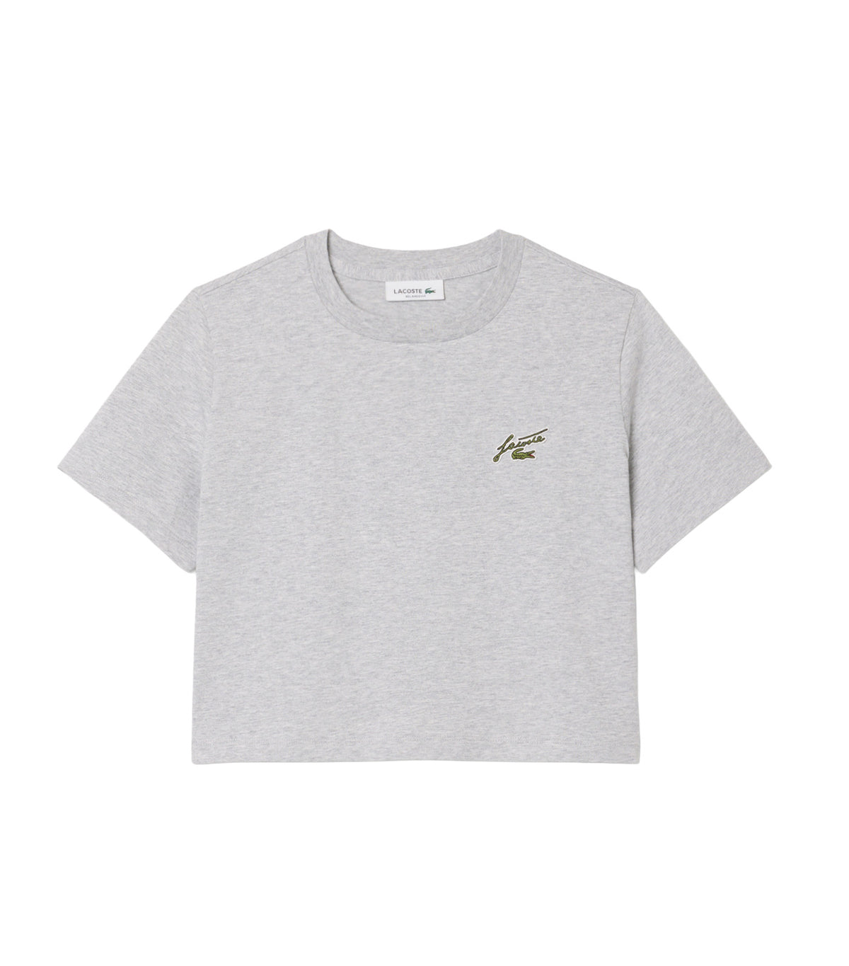 Relaxed Fit Badge Accent Cotton T-Shirt Silver Chine