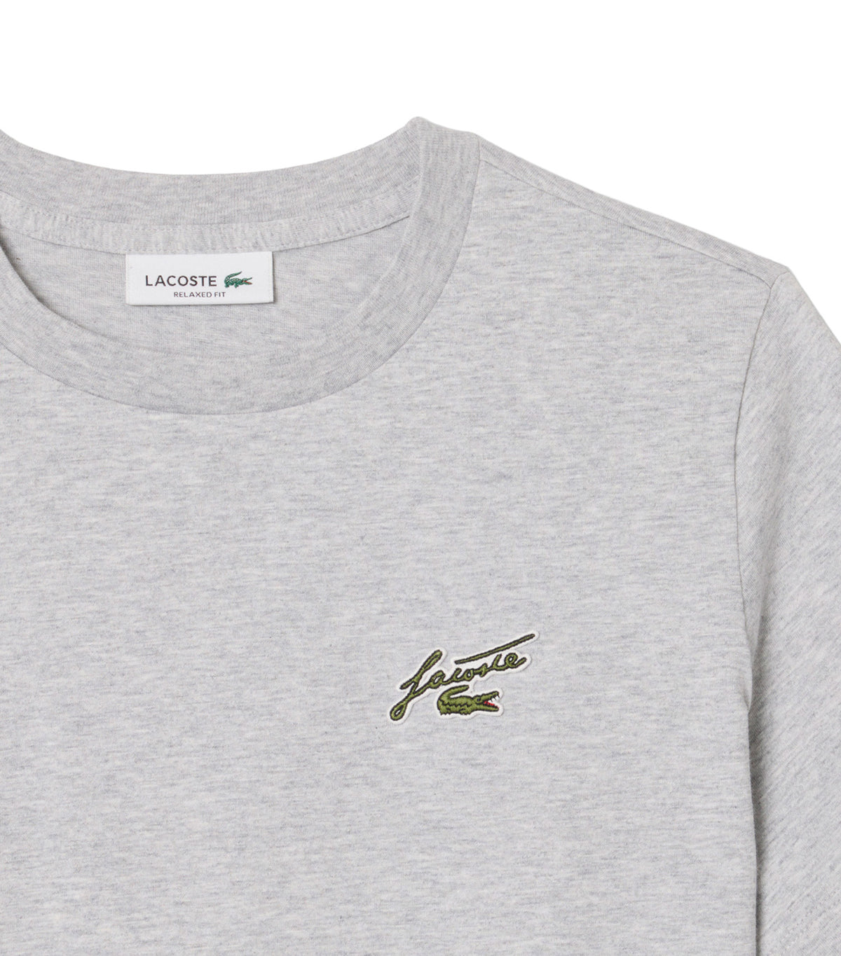 Relaxed Fit Badge Accent Cotton T-Shirt Silver Chine