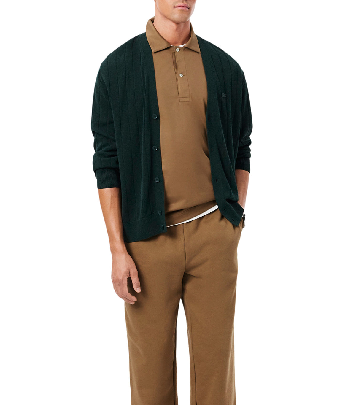 Paris Classic Fit Open Neck Embroidered Polo Shirt Cookie