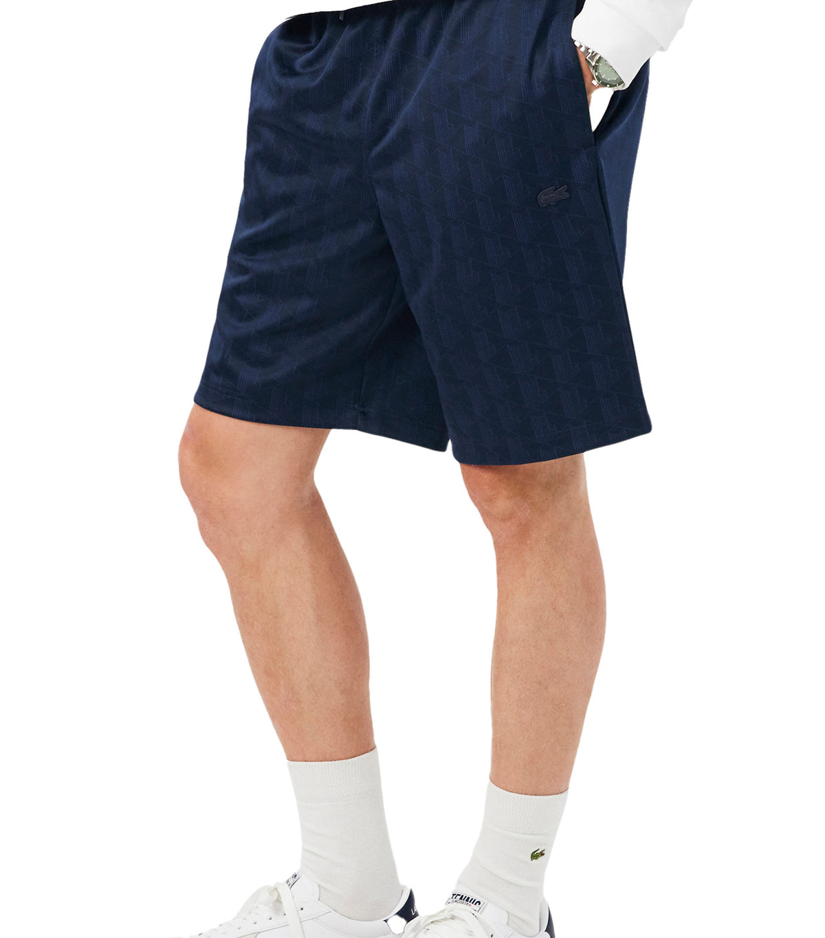 Regular Fit Monogram Jacquard Shorts Navy Blue