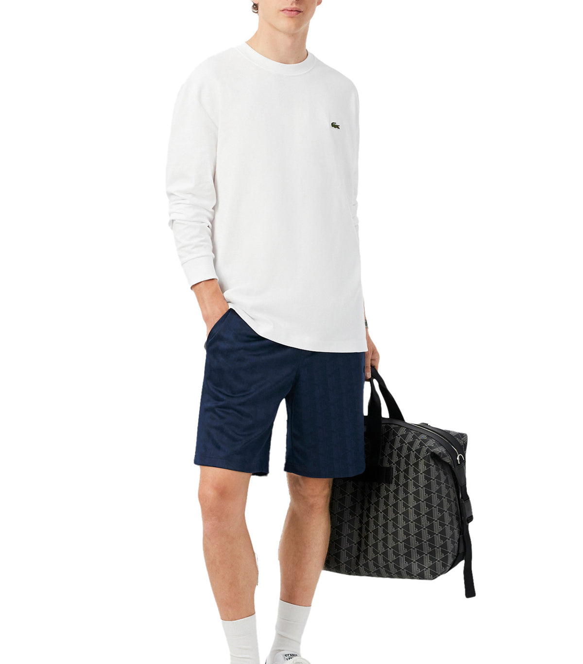 Regular Fit Monogram Jacquard Shorts Navy Blue