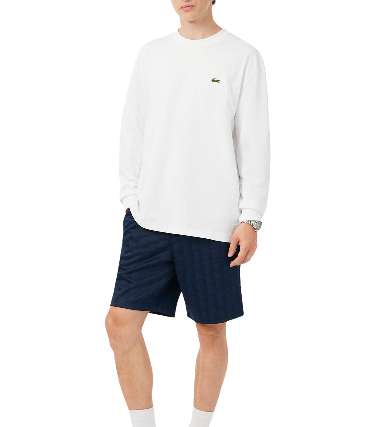 Regular Fit Monogram Jacquard Shorts Navy Blue