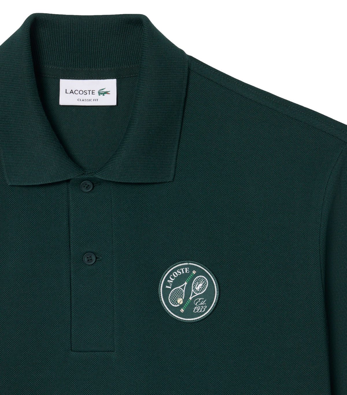 Classic Fit Badge Accent Petit Piqué Polo Shirt Forest Green