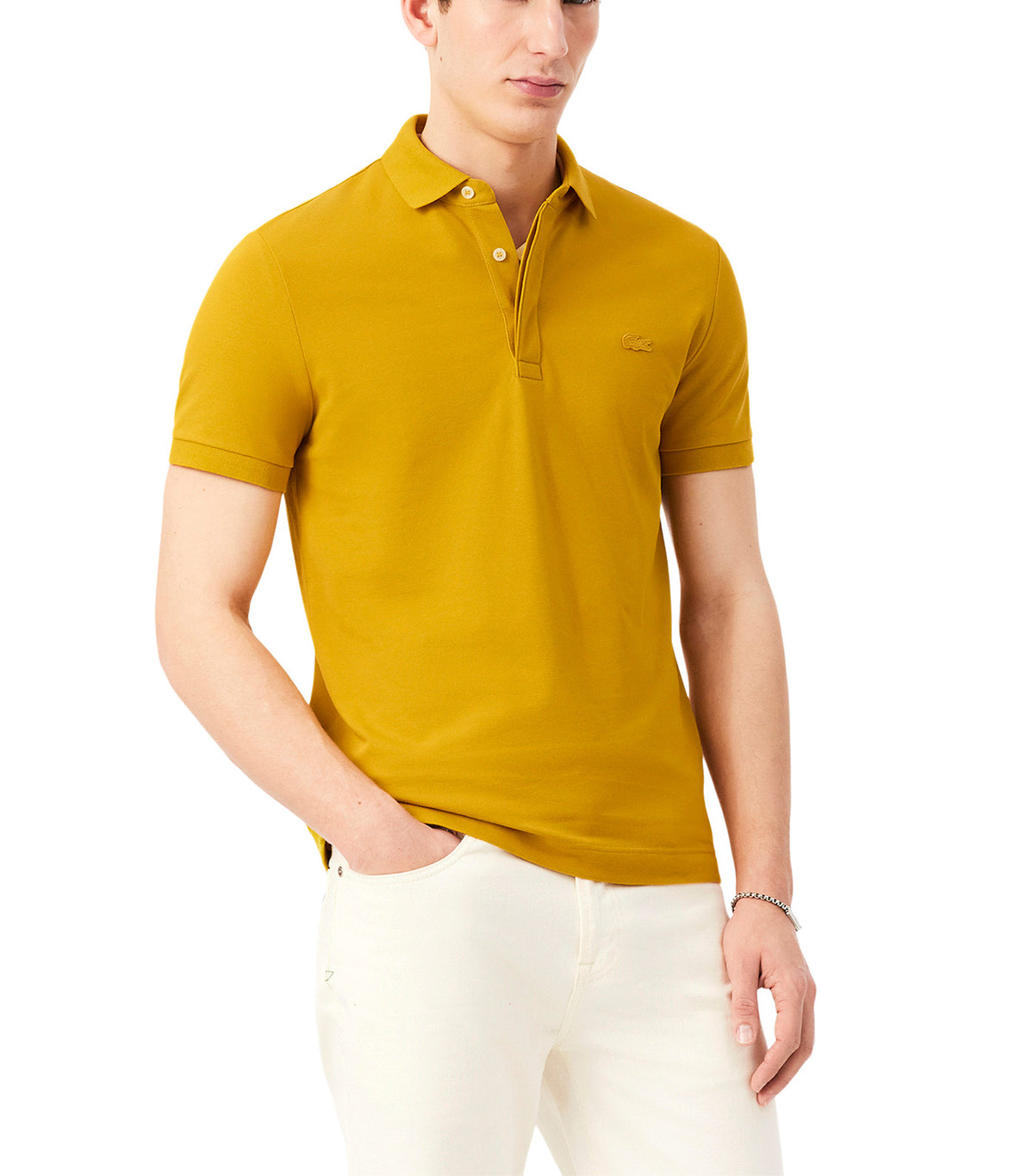 Smart Paris Stretch Cotton Pique Polo Shirt Honey