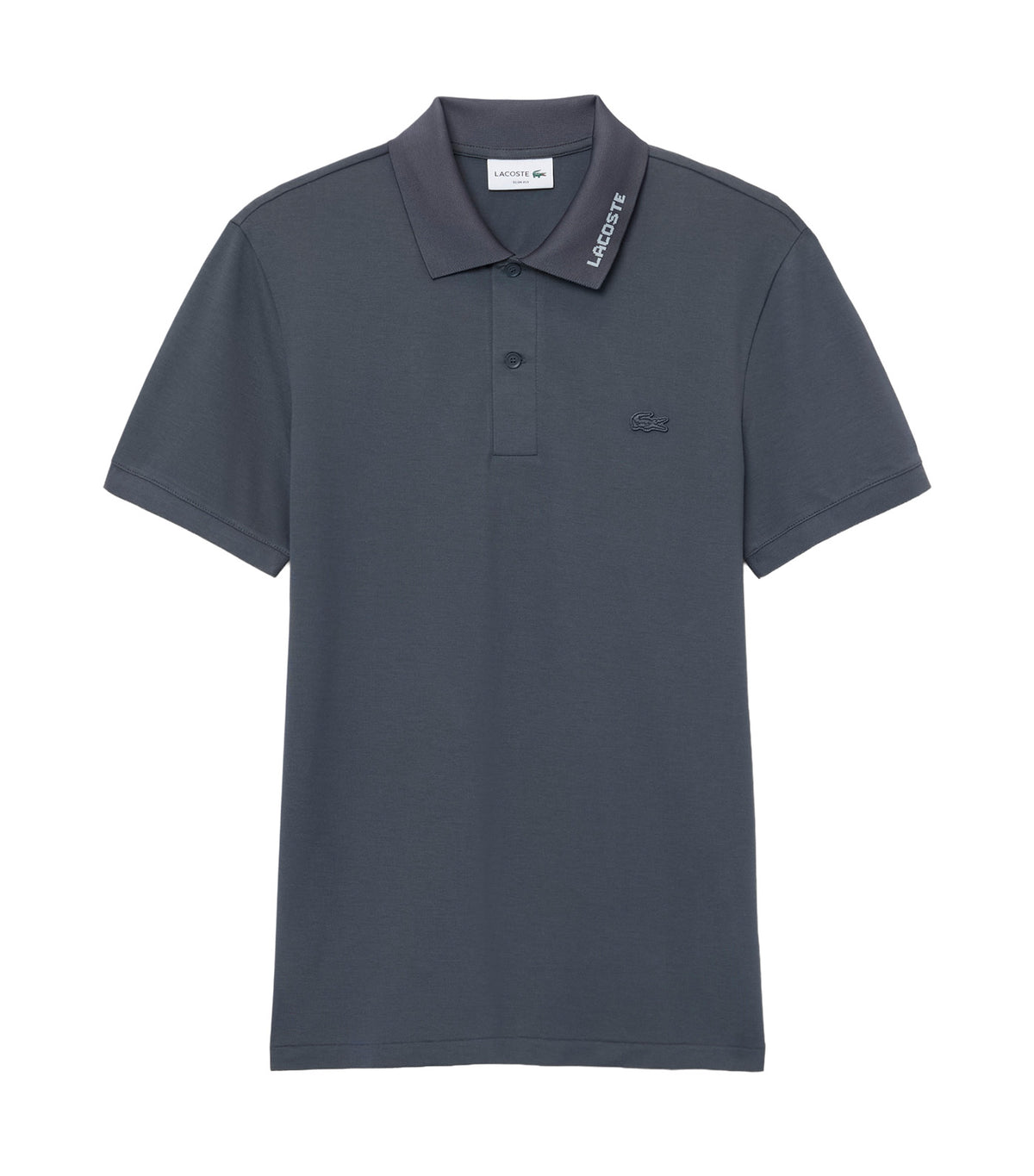 Slim Fit Jacquard Branded Piqué Polo Shirt Graphite