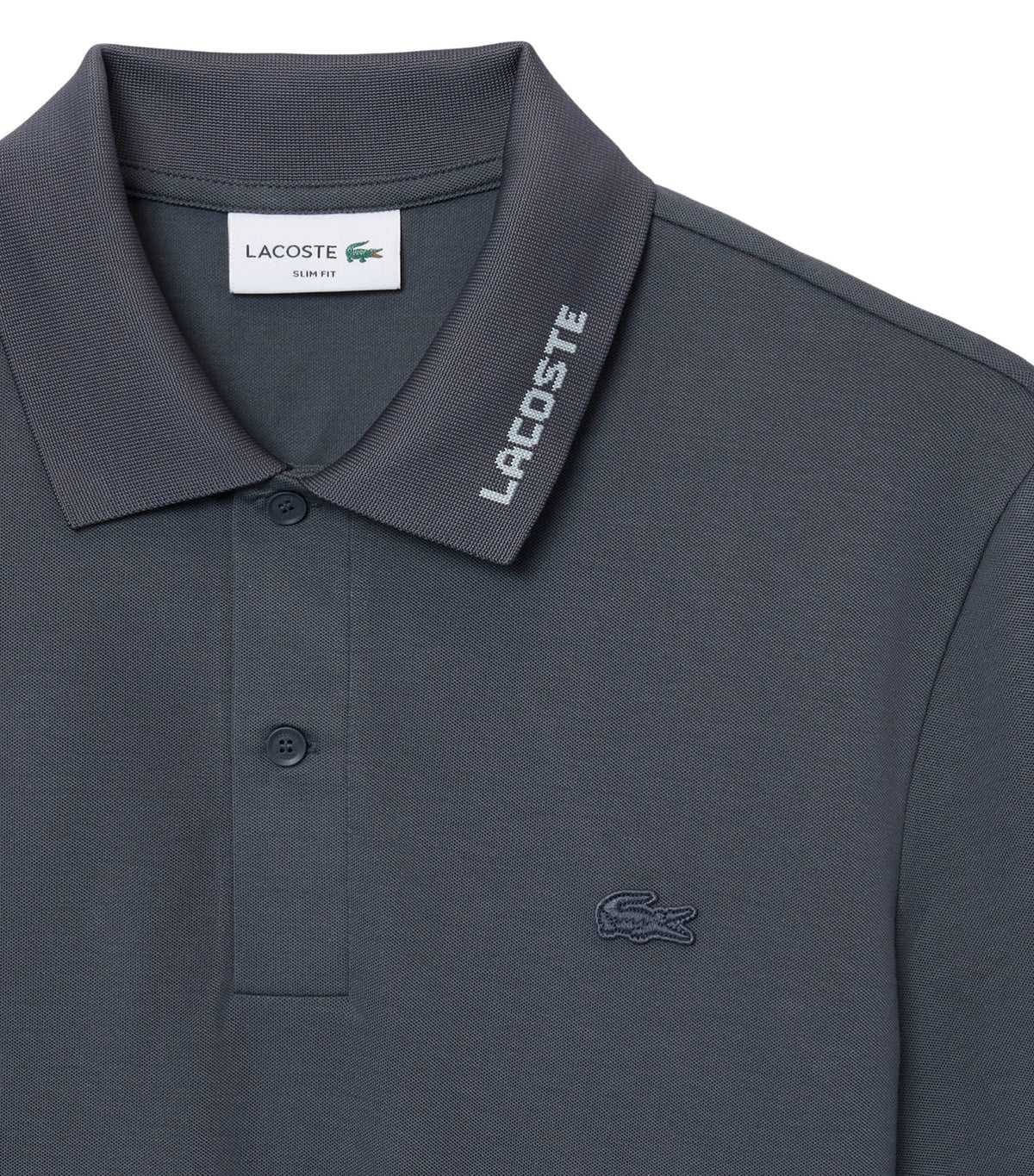 Slim Fit Jacquard Branded Piqué Polo Shirt Graphite