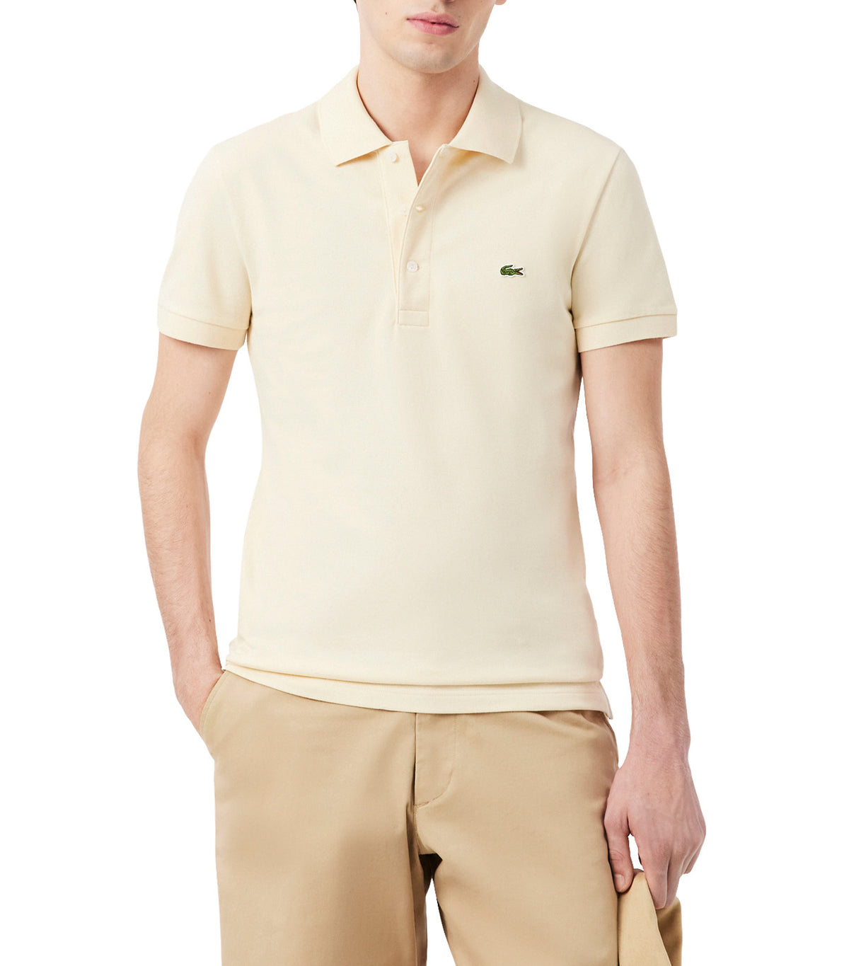 Slim Fit Stretch Piqué Polo Shirt Naturel Clair