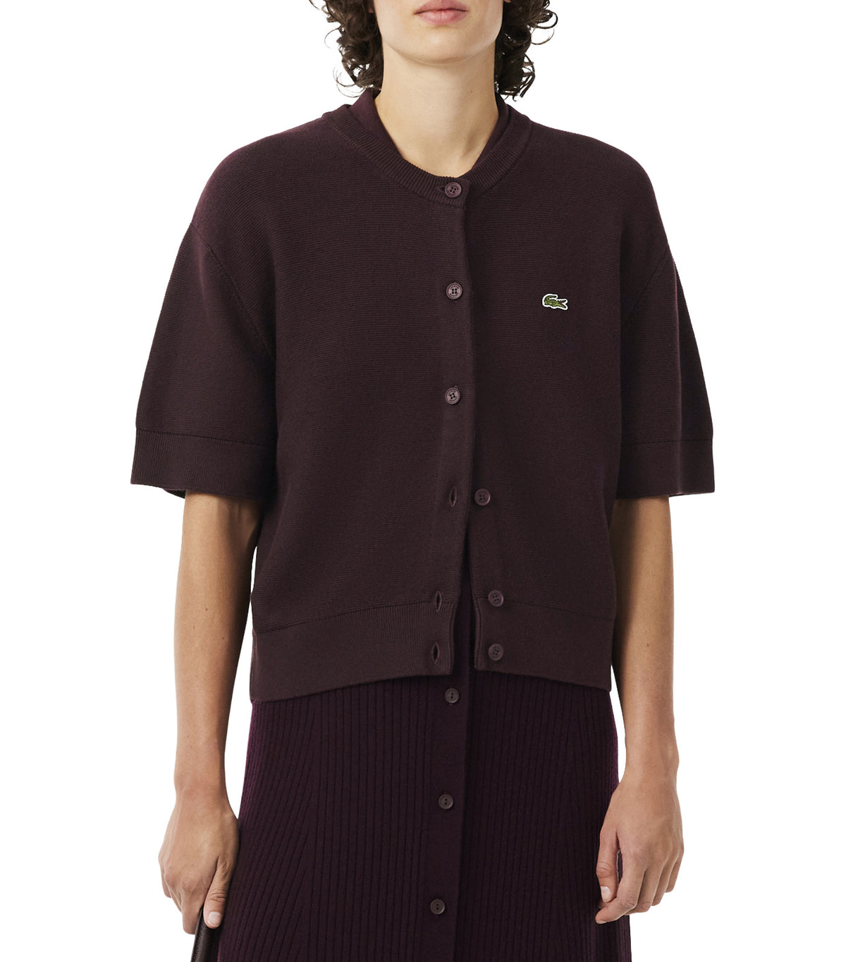 Cotton and Wool Blend Moss Stitch Cardigan Oxalis