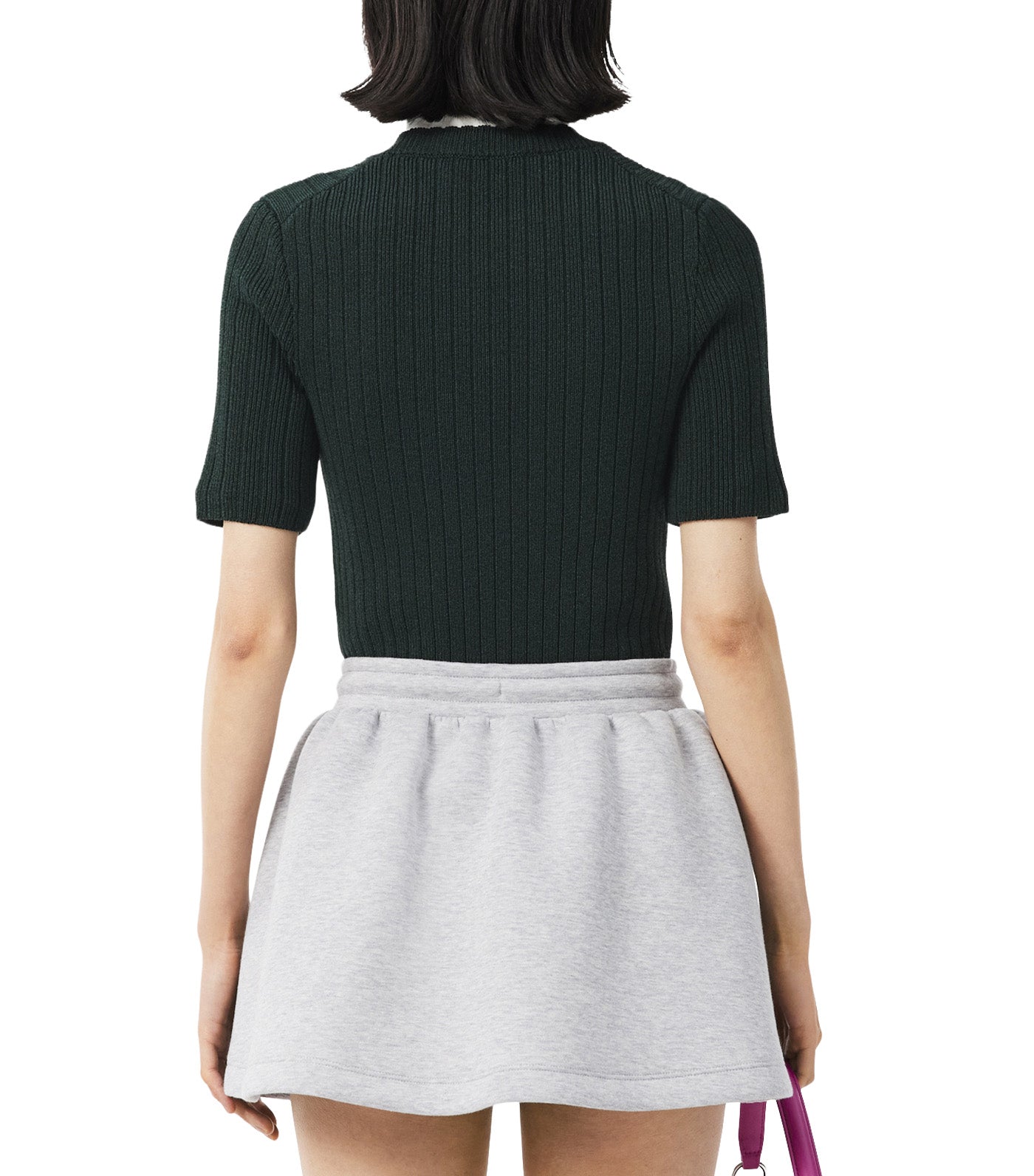 Short Sleeved Ribbed Cotton Sweater Sinople