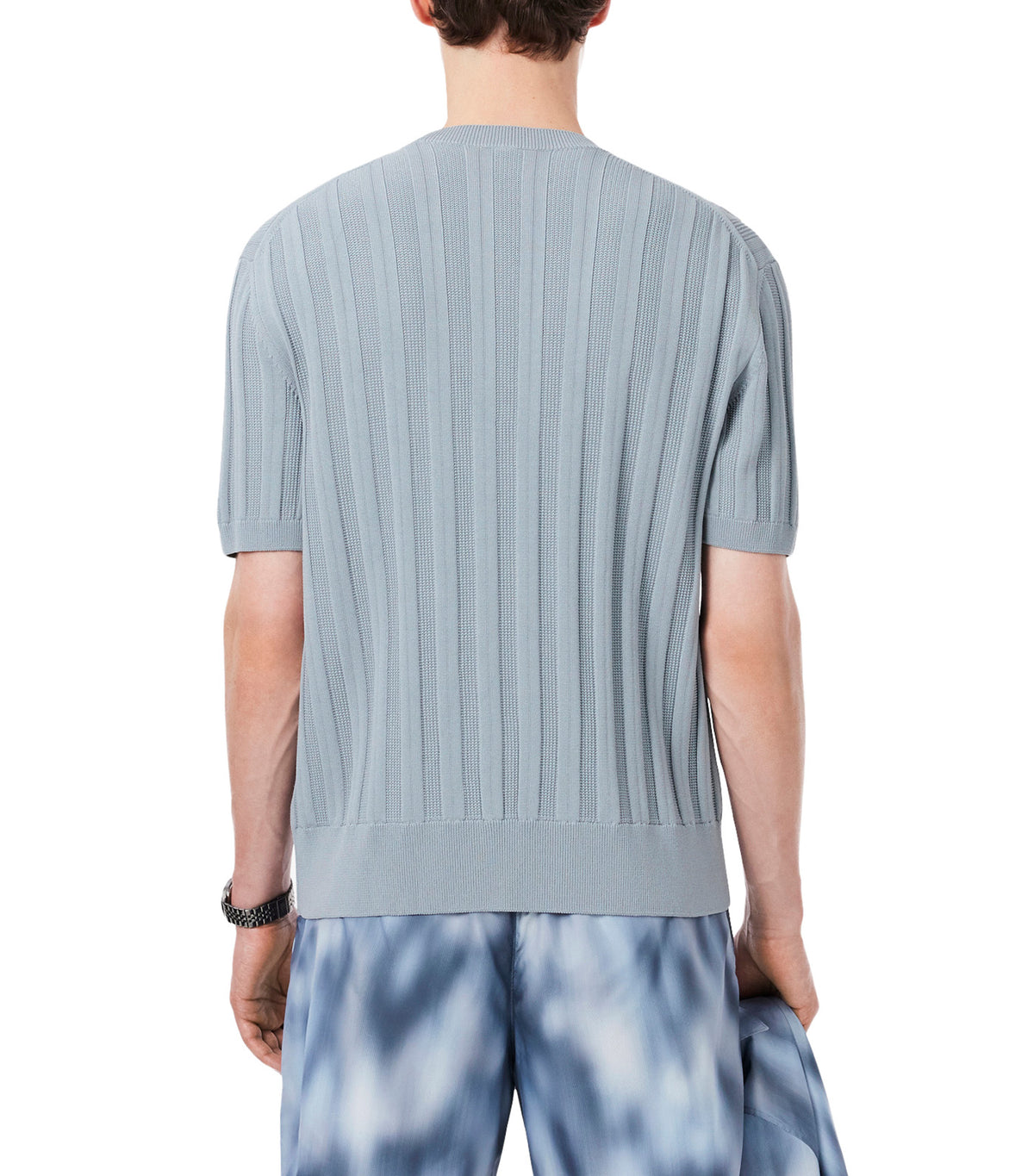 Fluid Ribbed Short Sleeved Sweater Gray