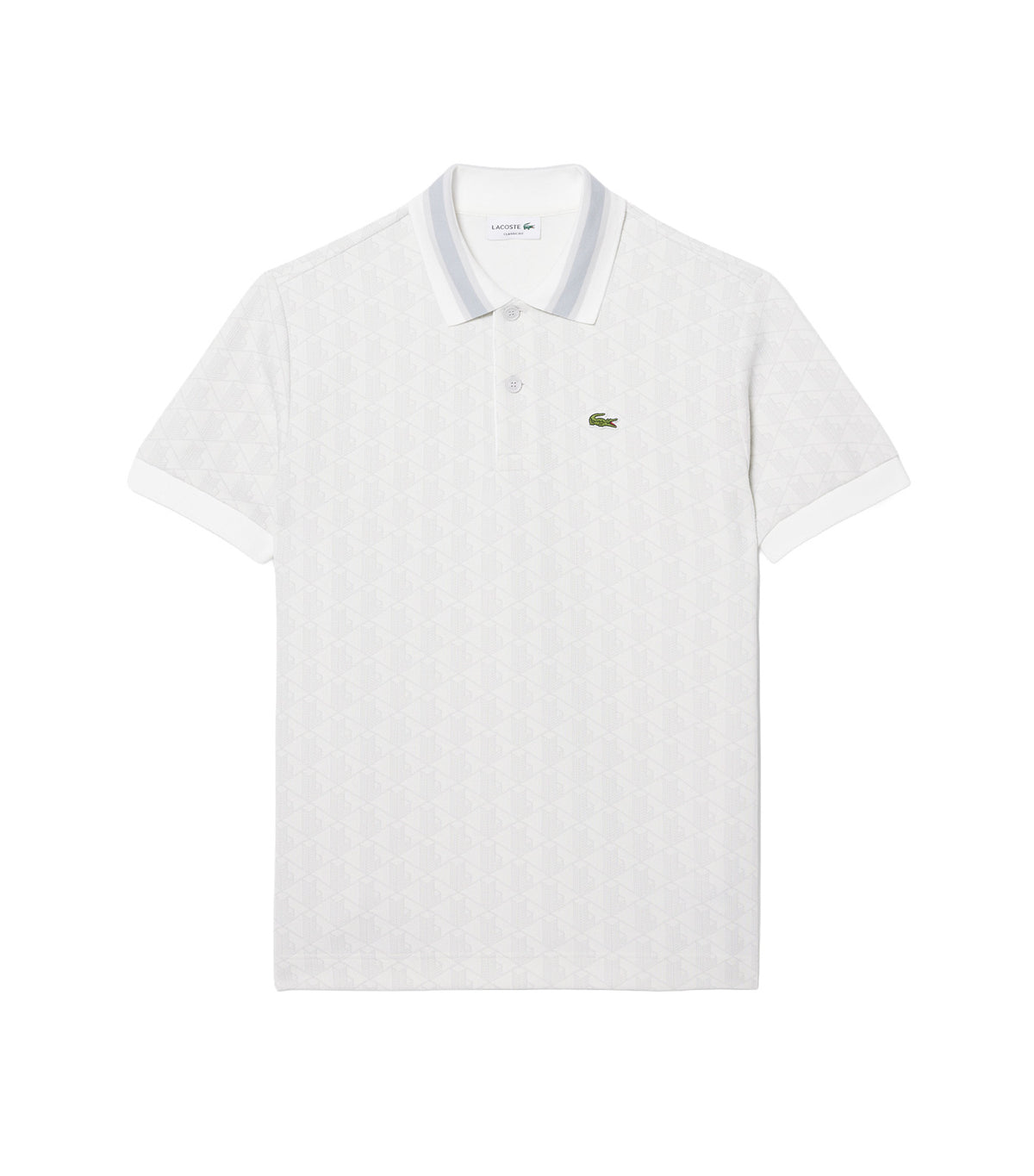 Classic Fit Contrast Collar Monogram Motif Polo Shirt Gray/White
